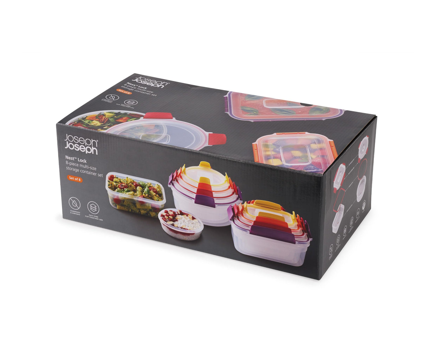 Joseph Joseph Nest Lock 16-piece Plastic BPA Free Food Storage Container Set with Lockable Airtight Leakproof Lids - Multicolor