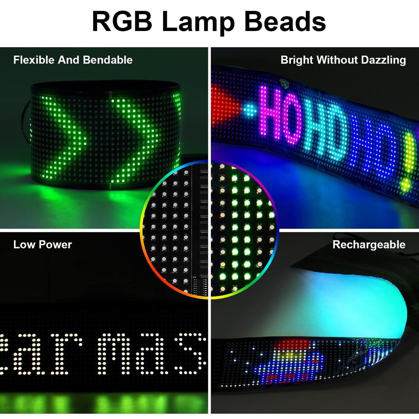 HOIOS LED Programmable Sign USB 5V LED Digital Sign Huge Bright Scrolling LED Sign for Store Car Window 23.22x4.72"