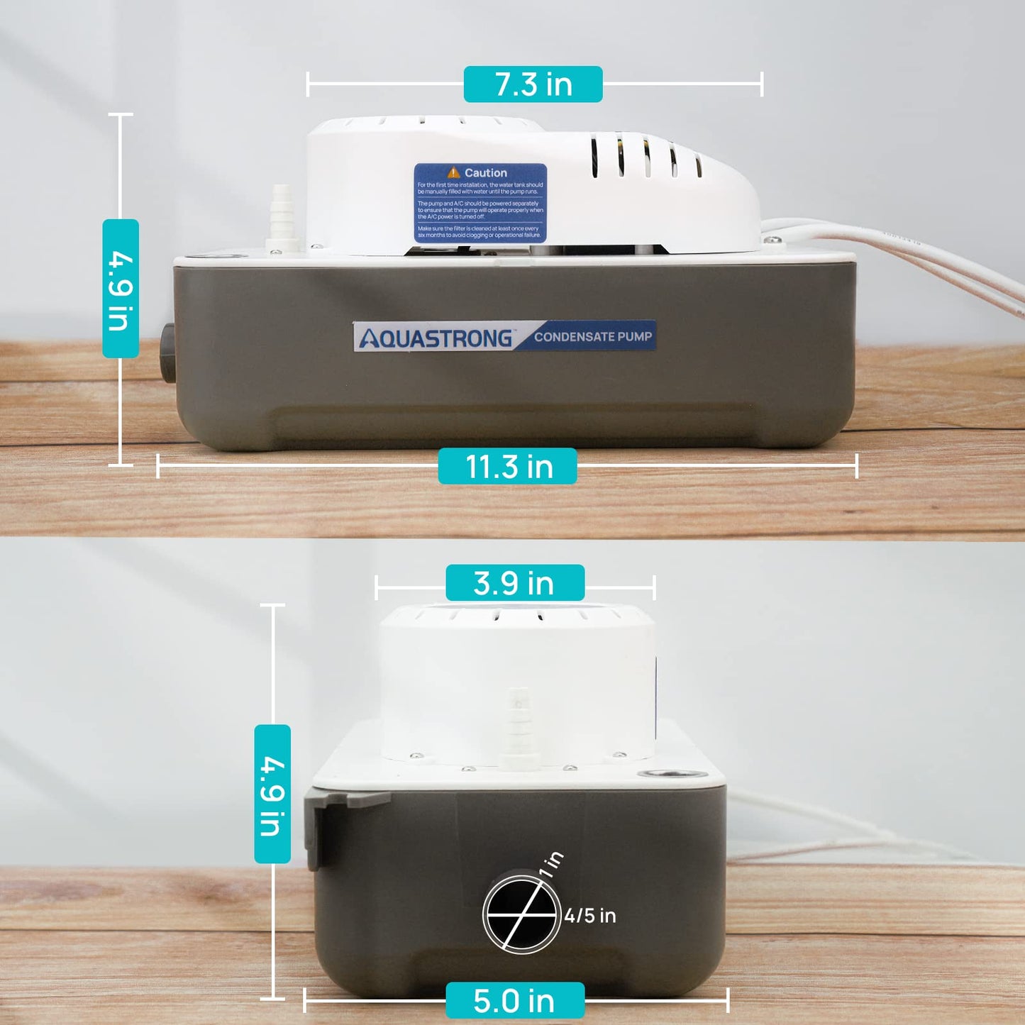 Aquastrong 1/30 HP 95 GPH HVAC Condensate Pump, 115V/230V, AC Condensation Remove Pump with Automatic Safety Switch & 19.7ft Tubing for Air Conditioner, Furnace, Dehumidifier,Ice Maker,Water Drain