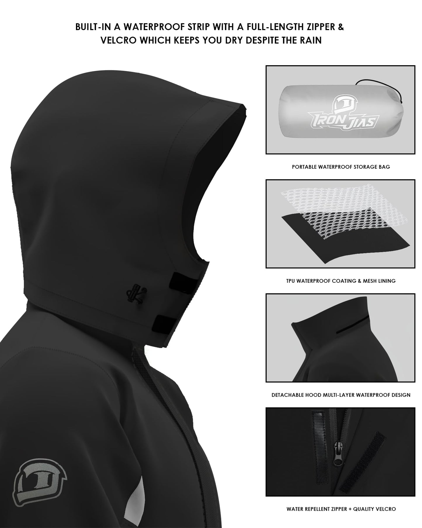 IRON JIA'S Rain Suit, Motorcycle Rain Gear for Men & Women, Waterproof Jacket and Pants, Breathable Reflective Raincoat