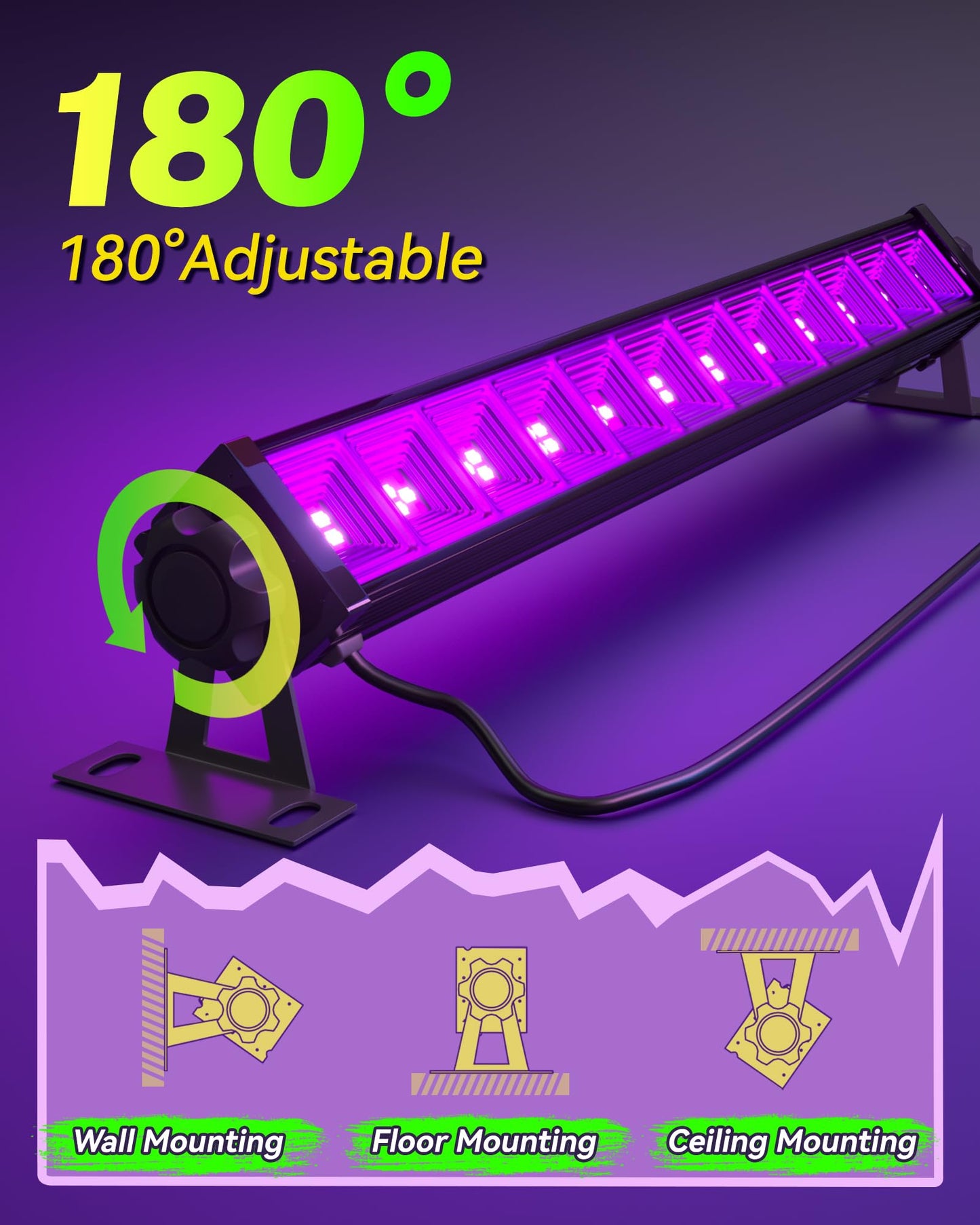 4 Pack 42W LED Black Light Bar, Blacklight with 6FT Cord+Switch+Plug, Glow in The Dark Black Lights Party Supplies for Halloween Decorations, Fluorescent Poster, Body Paint, Classroom, Bedroom