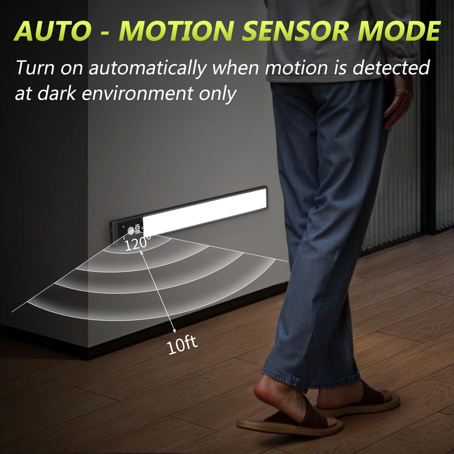 Mpotmiy 6 Pack 12" Rechargeable Motion Sensor Under Cabinet Lights with Digital Display, 2200mAh, 3 Color Temperatures, Magnetic Dimmable Closet Lights for Kitchen