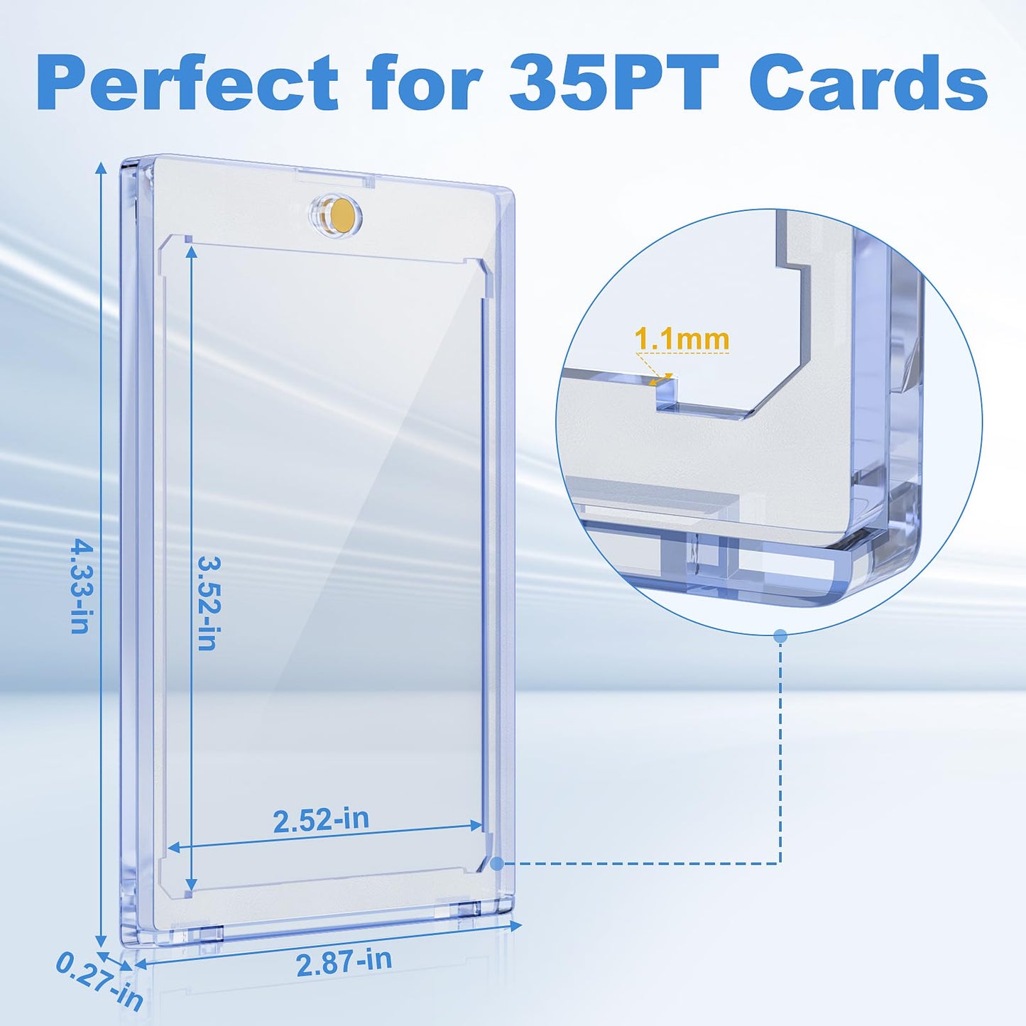 50ct Magnetic Card Holder for Trading Cards, 35pt Ultra Clear Baseball Card Holder, Hard Plastic Protectors for Sports and Game Cards