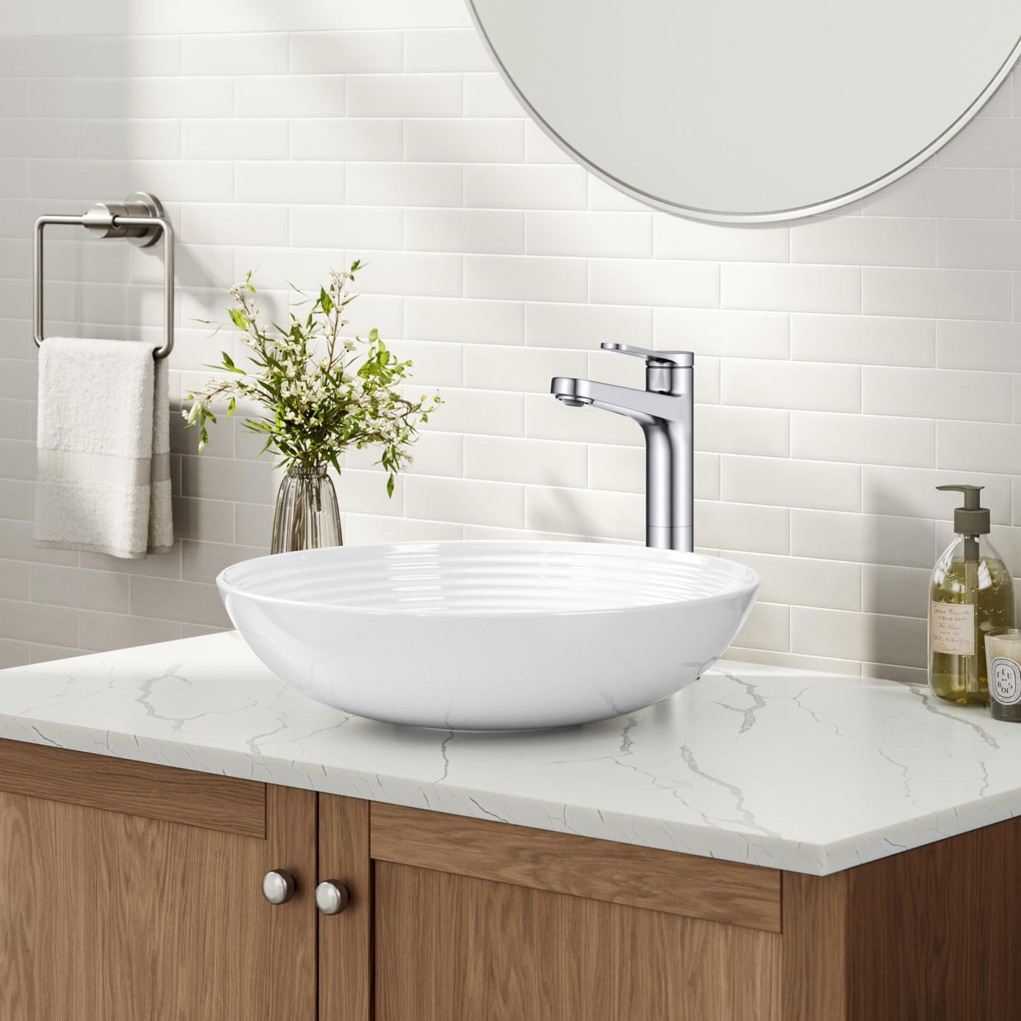 KRAUS Indy Bathroom Faucet for Vessel Sink in Chrome with Single Handle, Pop Up Drain and Supply Lines, KVF-1410CH