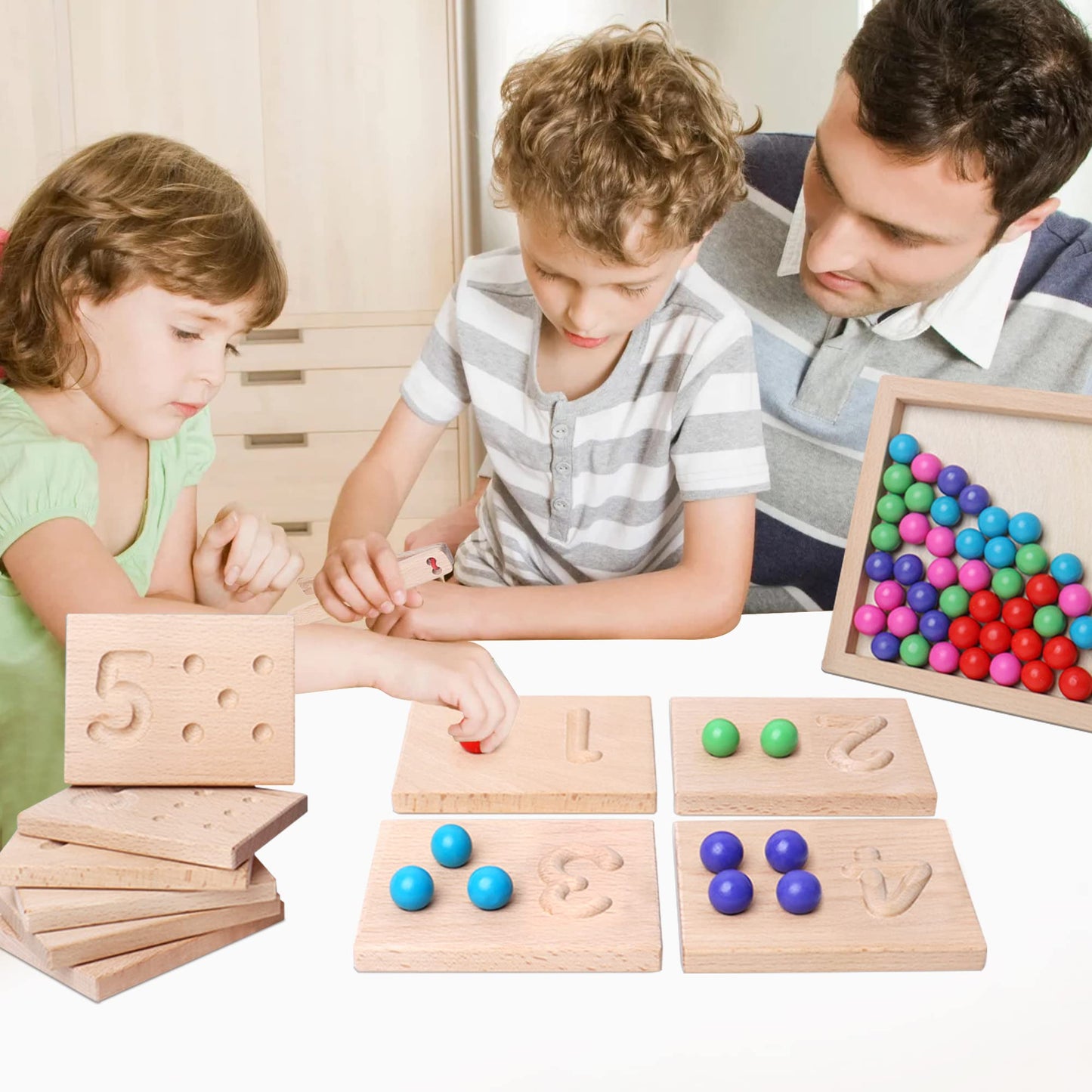 Wooden Number Tracking Board Set, Montessori Toys for Toddlers, Math Pendants, Preschool Learning and Math Learning Game for Kids