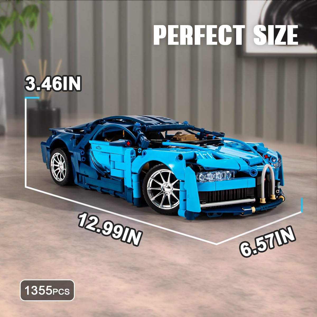 GOTIMON Bluce Sports Car MOC Building Blocks Kit, 1:14 Scale Sports Car Model Toys(1355 Pcs),Gift for Adults and Kids