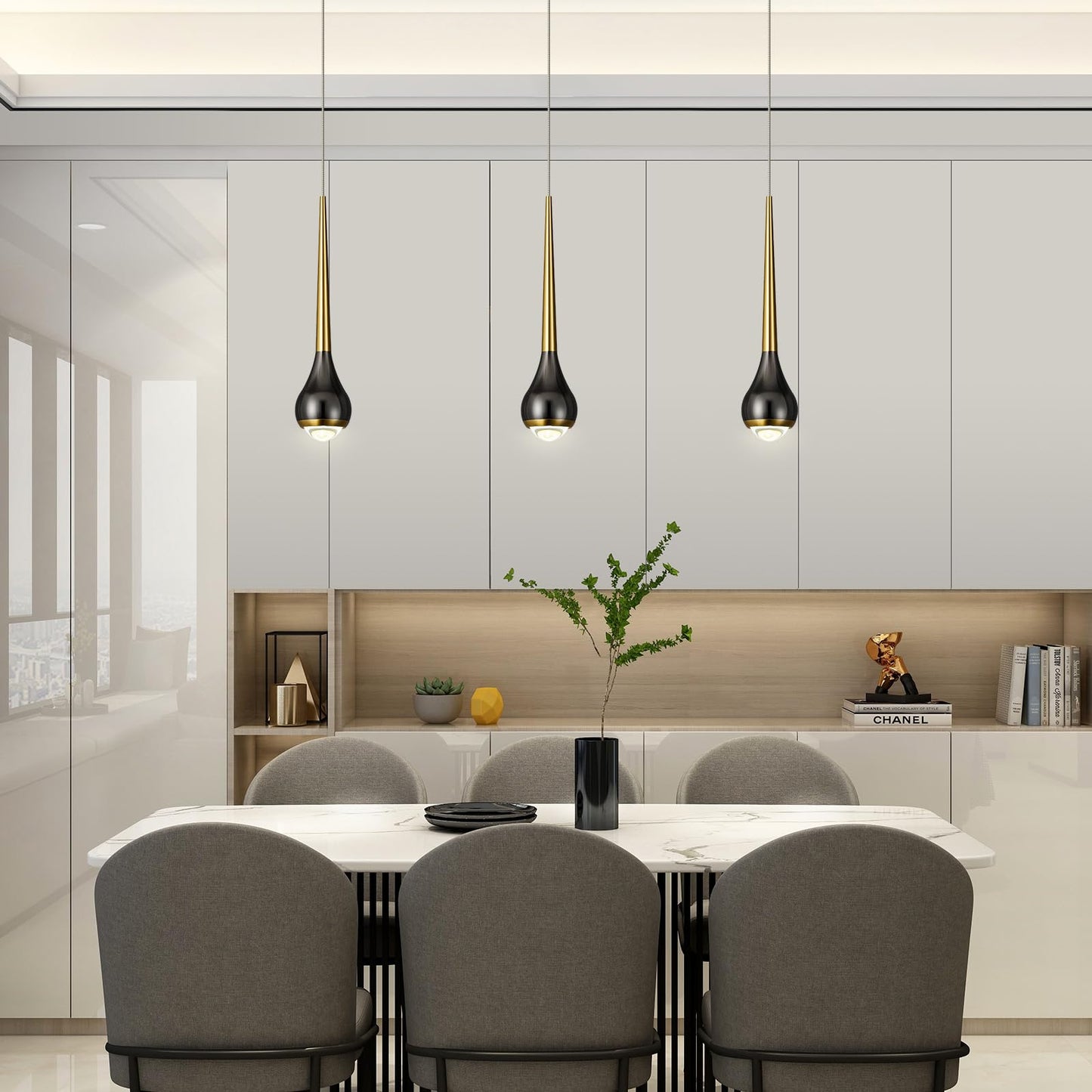 ADCTHOME Modern LED Simple Pendant Light fixtures,Island Pendant Lighting for Kitchen Island Dinning Room,Bedroom,Bar, Kitchen Island Ceiling Hanging Light Fixtures(3-Pack)
