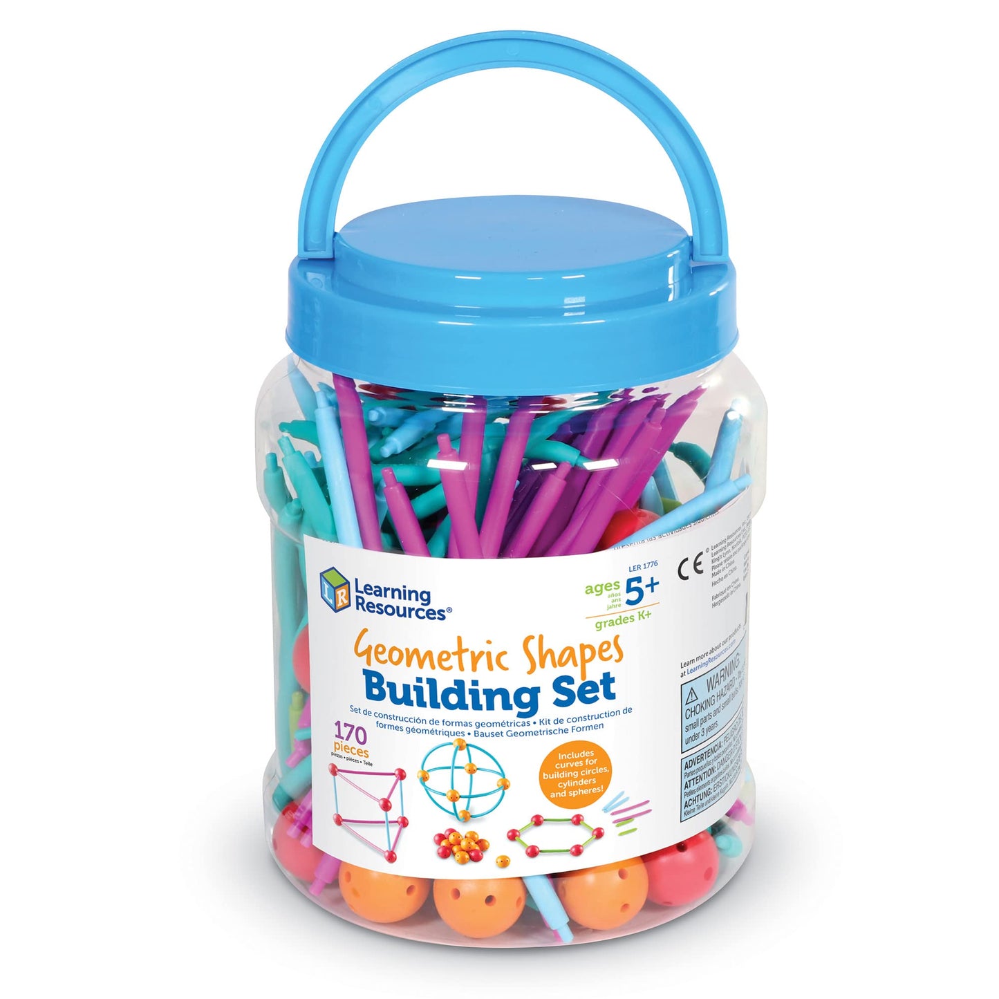 Learning Resources Geometric Shapes Building Set - 170 Pieces, Ages 5+ Math Learning Games for Kids, Early Math Skills, Back to School Activities, Classroom Games for Teachers