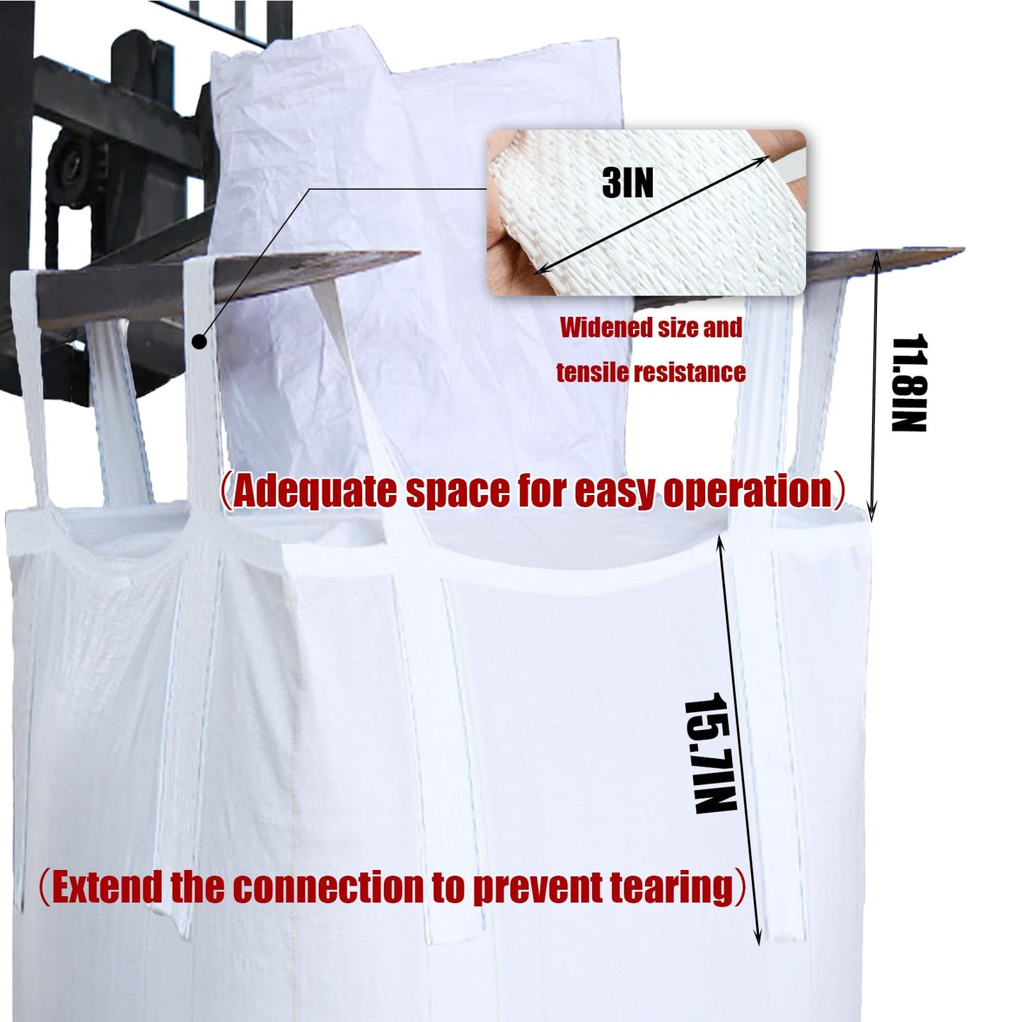 10Pack Aolikebao FIBC Bulk Bag,1.5 Ton Bag, 35.4"L x 35.4"W x 43.3"H,3300lbs SWL Safty Factor 3:1,Woven Polypropylene Bags,Top Circular Feed Inlet Flat Bottom (10)