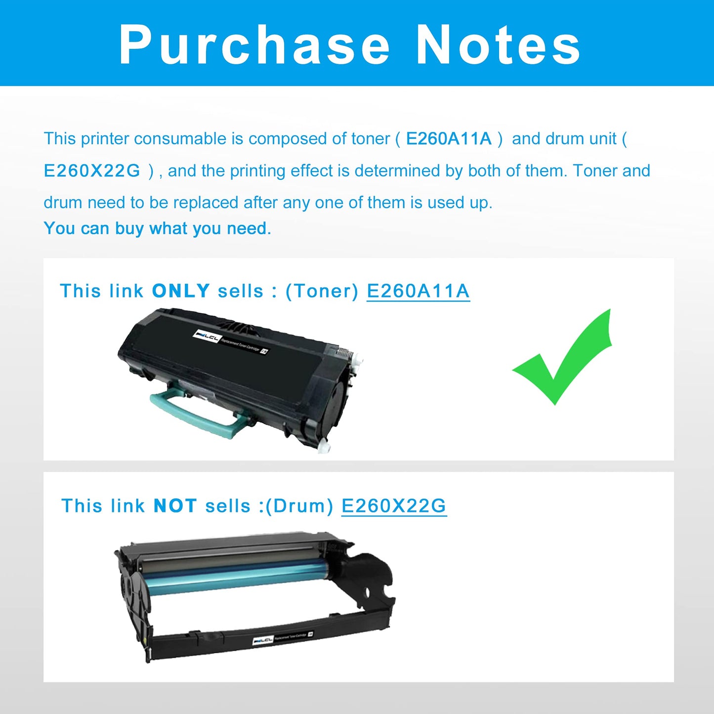 LCL Remanufactured Toner Cartridge Replacement for Lexmark E260A11A E260 E260d E260dn E260dt E260dtn E360 E360d E360dn E360dtn E460 E460dn E460dw E462dtn E462 E460d E460dtn (1-Pack Black)