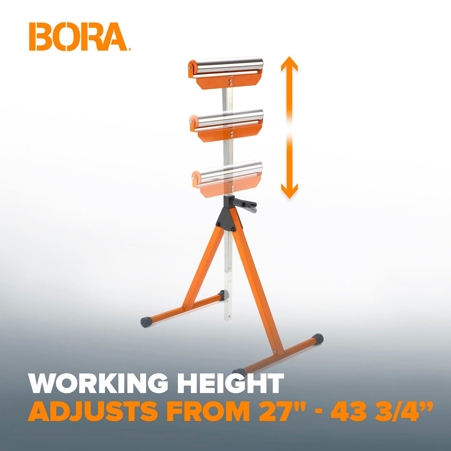 BORA Roller Stand, Adjustable Height Support Stand for Woodworking, Outfeed Roller for Table Saw, Miter Saw, PM-5090