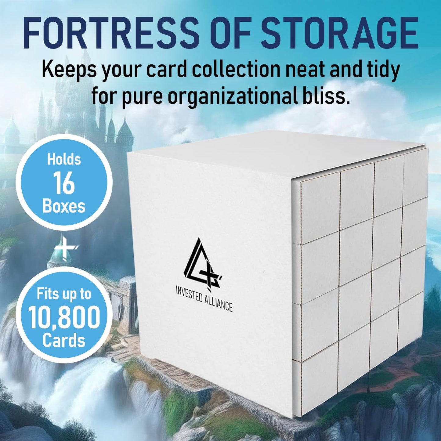Invested Alliance 16 Trading Card Storage Boxes | Baseball / Sports Card Storage Organizer for TCG, MTG. Baseball, NBA, and Football Cards Box. Magic Card Storage Box.