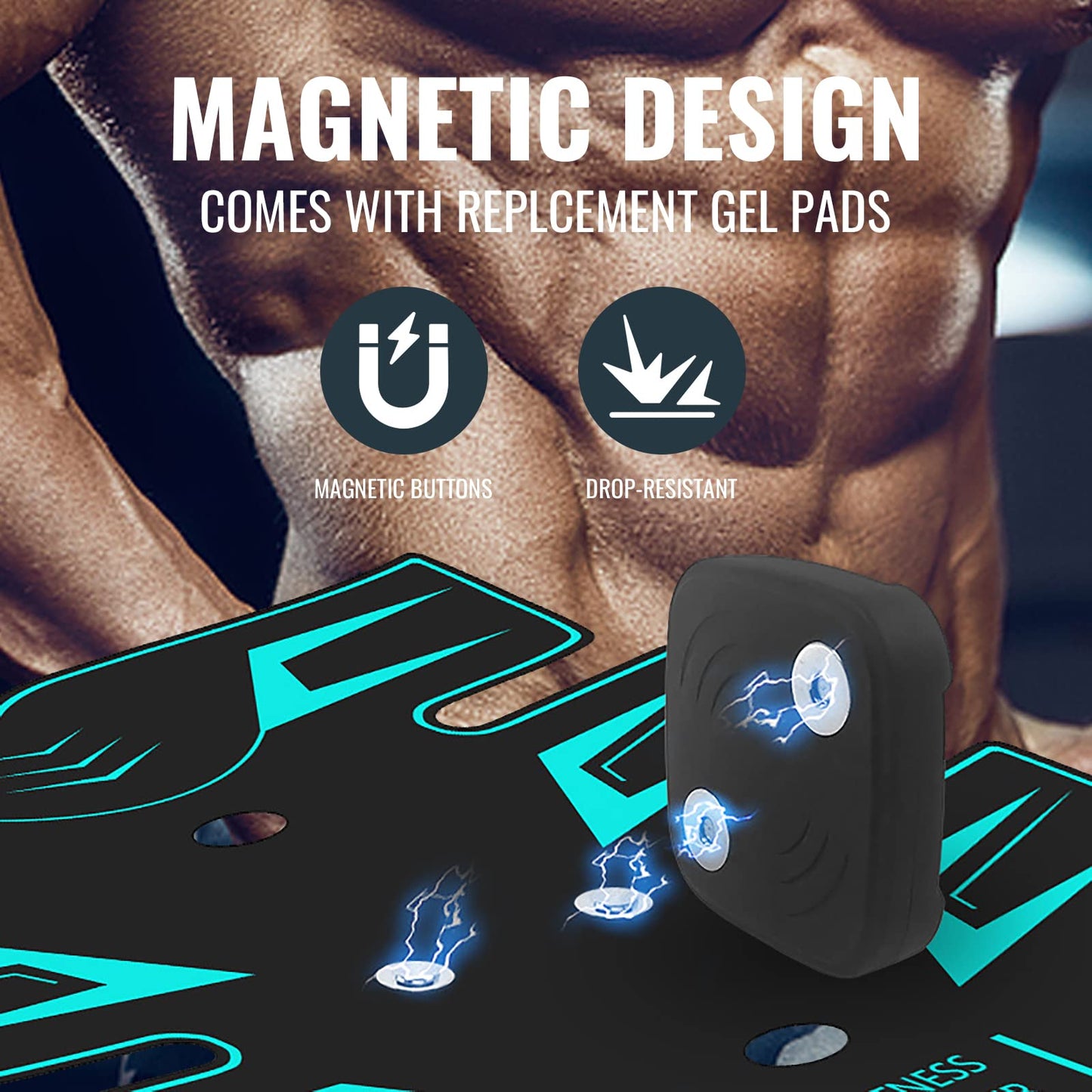Innocareer Abs Stimulator, EMS Muscle Stimulator Fitness Equipment for Abdomen Arms Shoulder Back Leg Hip, Ab Stimulator for Women & Men