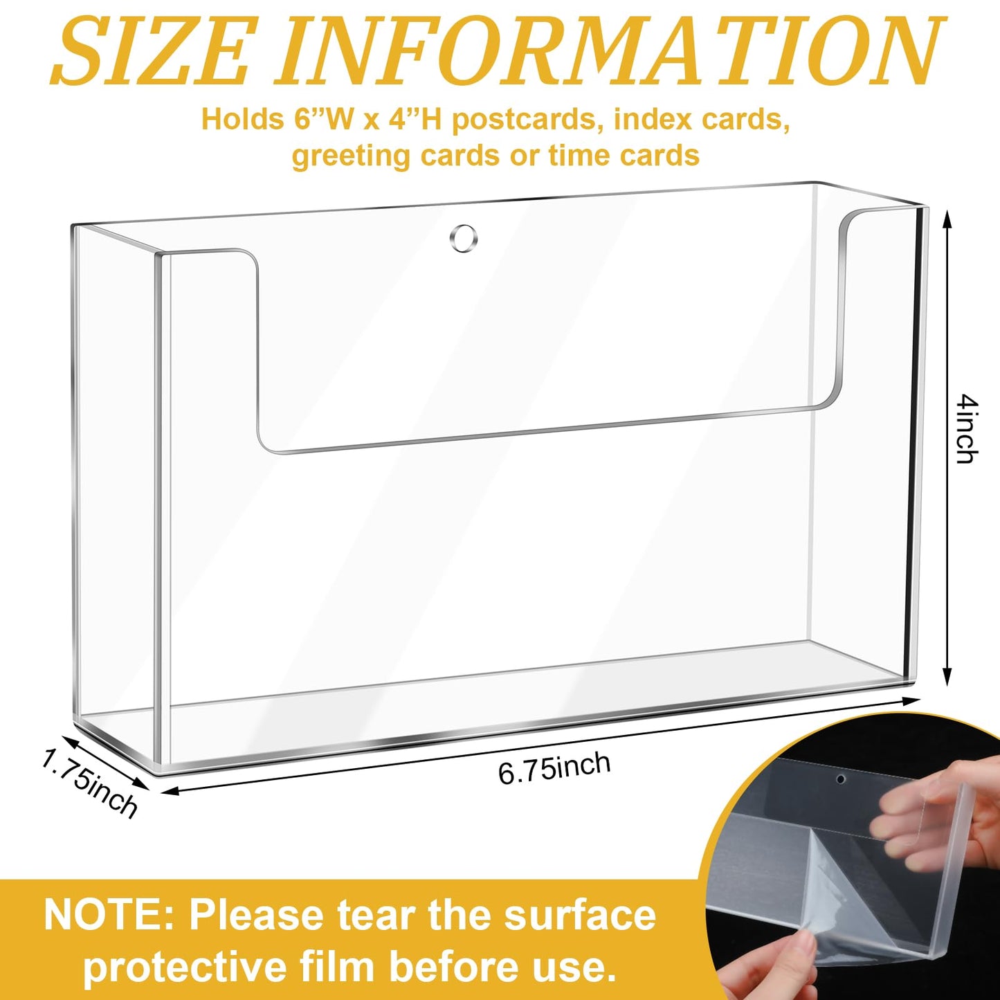 DoubleFill Post Card Holder Display Stand 6 x 4 Inch Wall Mount Index Clear Acrylic Organizer Small Brochure Hanging Pamphlet Holder for Flyer Magazine File Display(12 Pack)