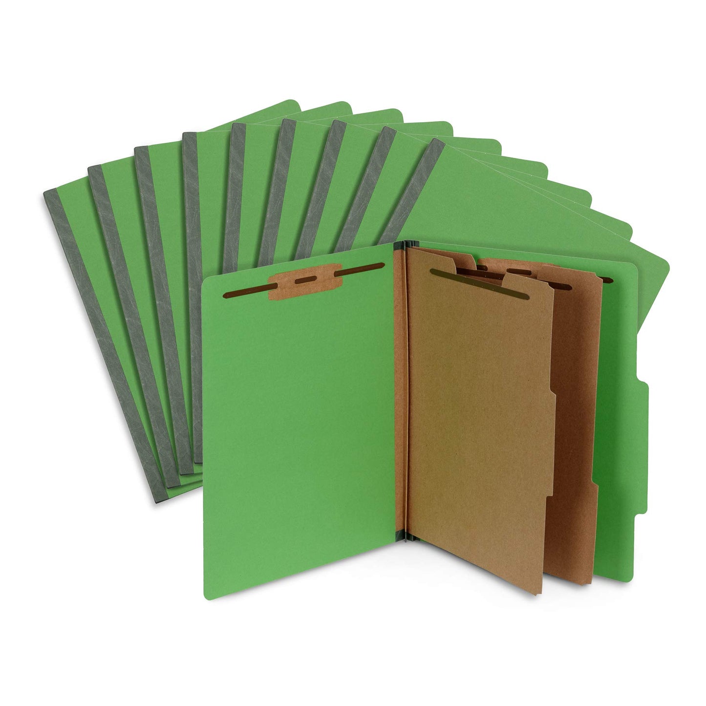 10 Green Classification Folders, 2 Divider, 2 Inch Expansions, Durable 2 Prongs Designed to Organize Standard Medical Files, Law Client Files, Office Reports, Letter Size, Green, 10 Pack