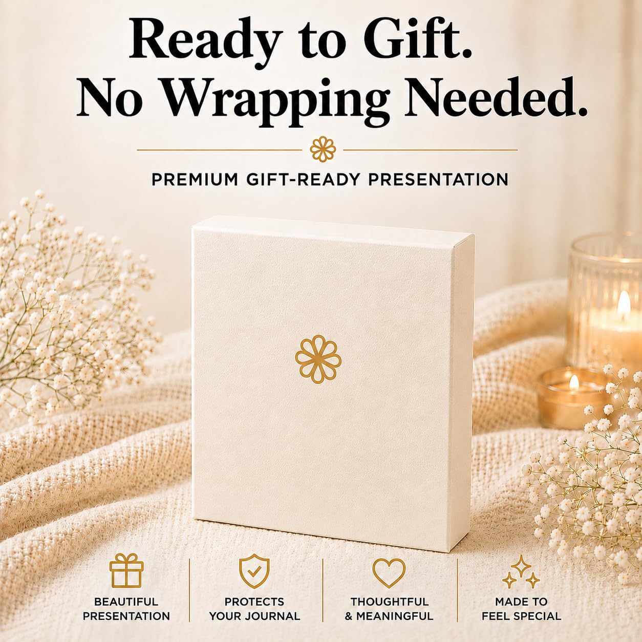 Journal & Pen Set for Women | Guided Mindfulness Journal with Elegant Brass Pen | 13-Week Personal Growth Journey with Short Readings, Daily Prompts & Reflection Exercises | A5 Vegan Leather | Gift Box | Her Vibe