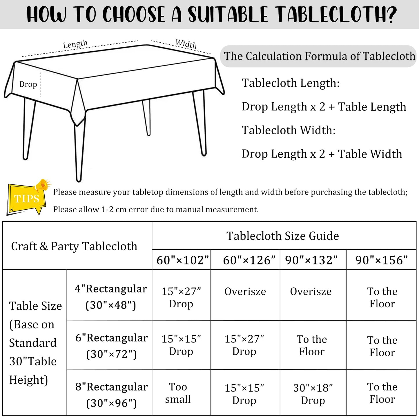 8 Pack Premium White Tablecloth 90 x 132 Inch, Rectangle Table Clothes for 8 Foot Tables Washable Polyester Fabric Table Covers for Wedding Party Reception Banquet Buffet Restaurant