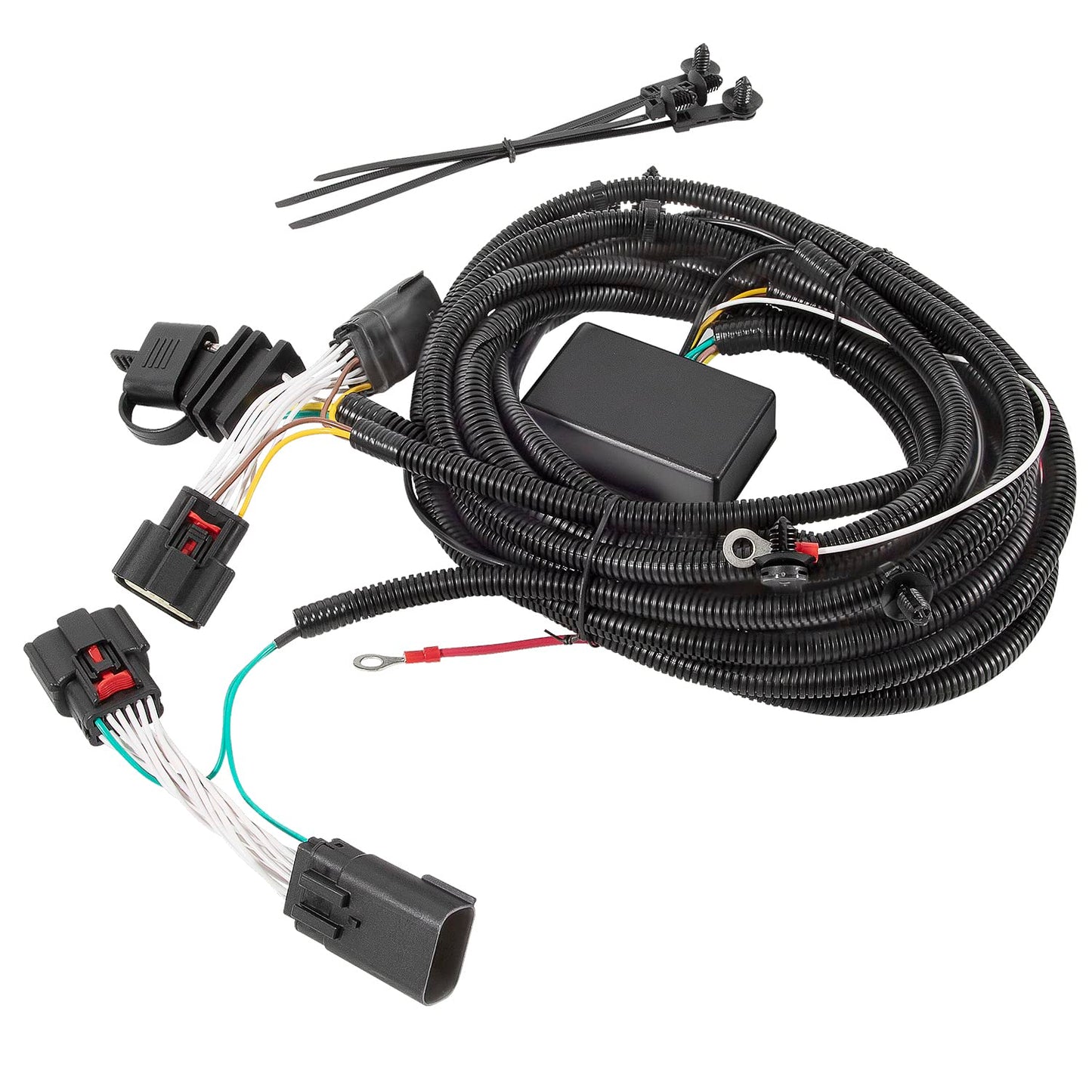 4-Pin Trailer Plug & Play Tow Hitch Wiring Harness fit for Jeep Wrangler Unlimited JL JLU 2018-2024, Custom 4 Way Towing Wire Harness Tube Kit for JL Trailer Light Connect