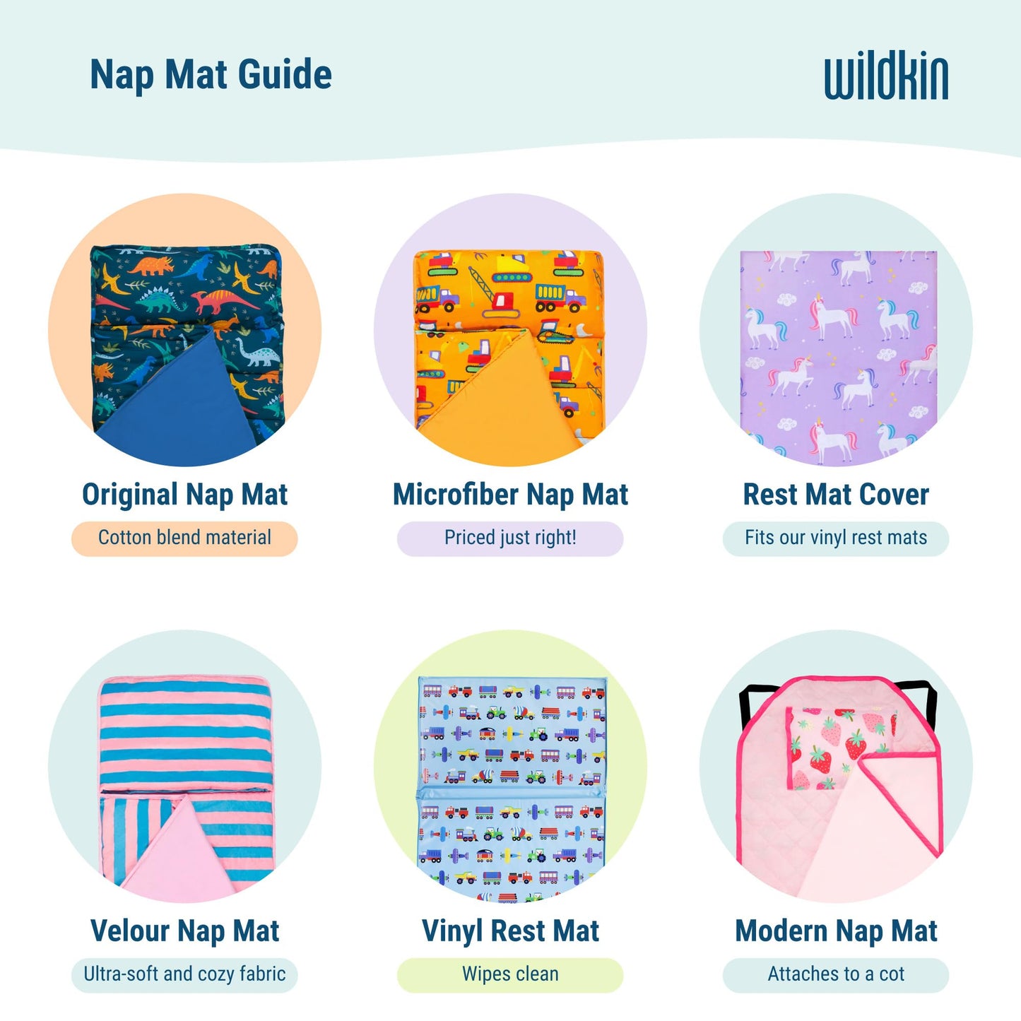 Wildkin Kids Nap Mat with Pillow for Girls – Soft & Cozy Toddler Sleep Mat for Daycare, Preschool, Kindergarten & Travel, Ages 3–7, Machine Washable – Strawberry Patch