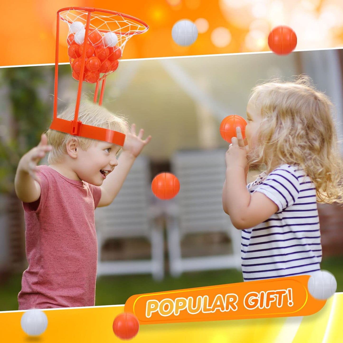 Head Hoop Basketball Party Game Set for Kid Adult Carnival Game Portable Adjustable Basket Net Headband with Balls for Birthday Carnival Office Indoor Outdoor Activity Fun Gift Back to School(33 Pcs)