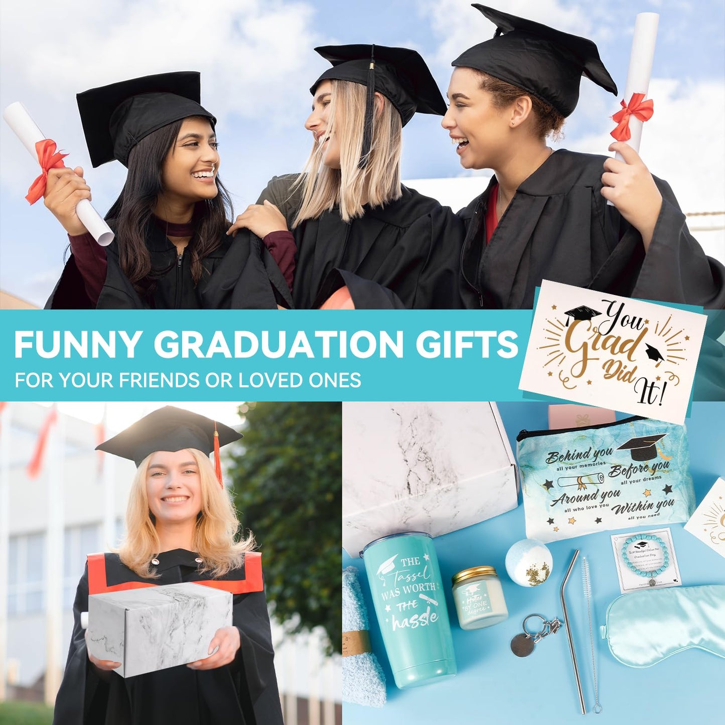 11 Pieces Graduation Gifts Set for Her,Graduation Gifts for Her Girls Daughter College Graduate Gift for Women (Blue)