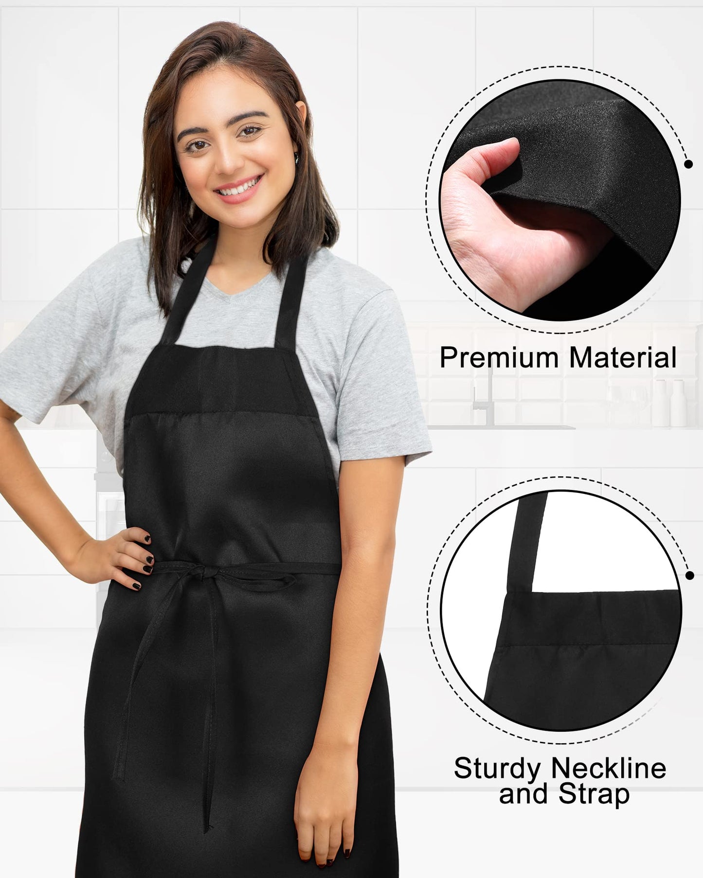 36 Pack Bulk Plain Aprons for Man Woman Adult Unisex Apron Machine Washable Adjustable Bib Aprons(Black)