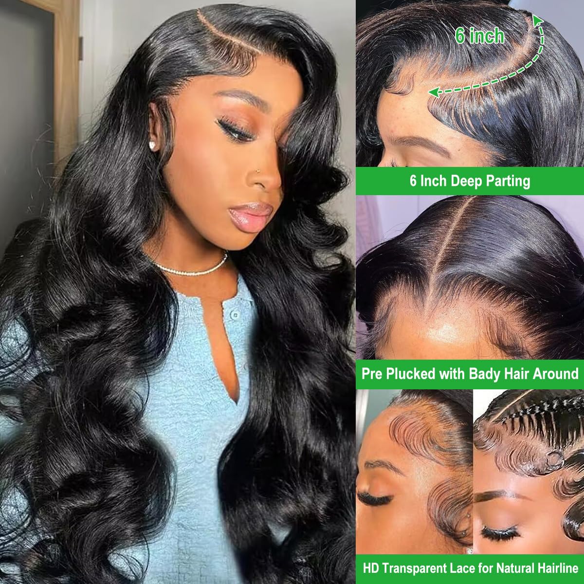 Cikana 30 Inch Lace Front Wigs Human Hair Pre Plucked 180% Density Body Wave Transparent HD 13x6 Lace Frontal Wigs Glueless Body Wave Wig Human Hair for Women with Baby Hair