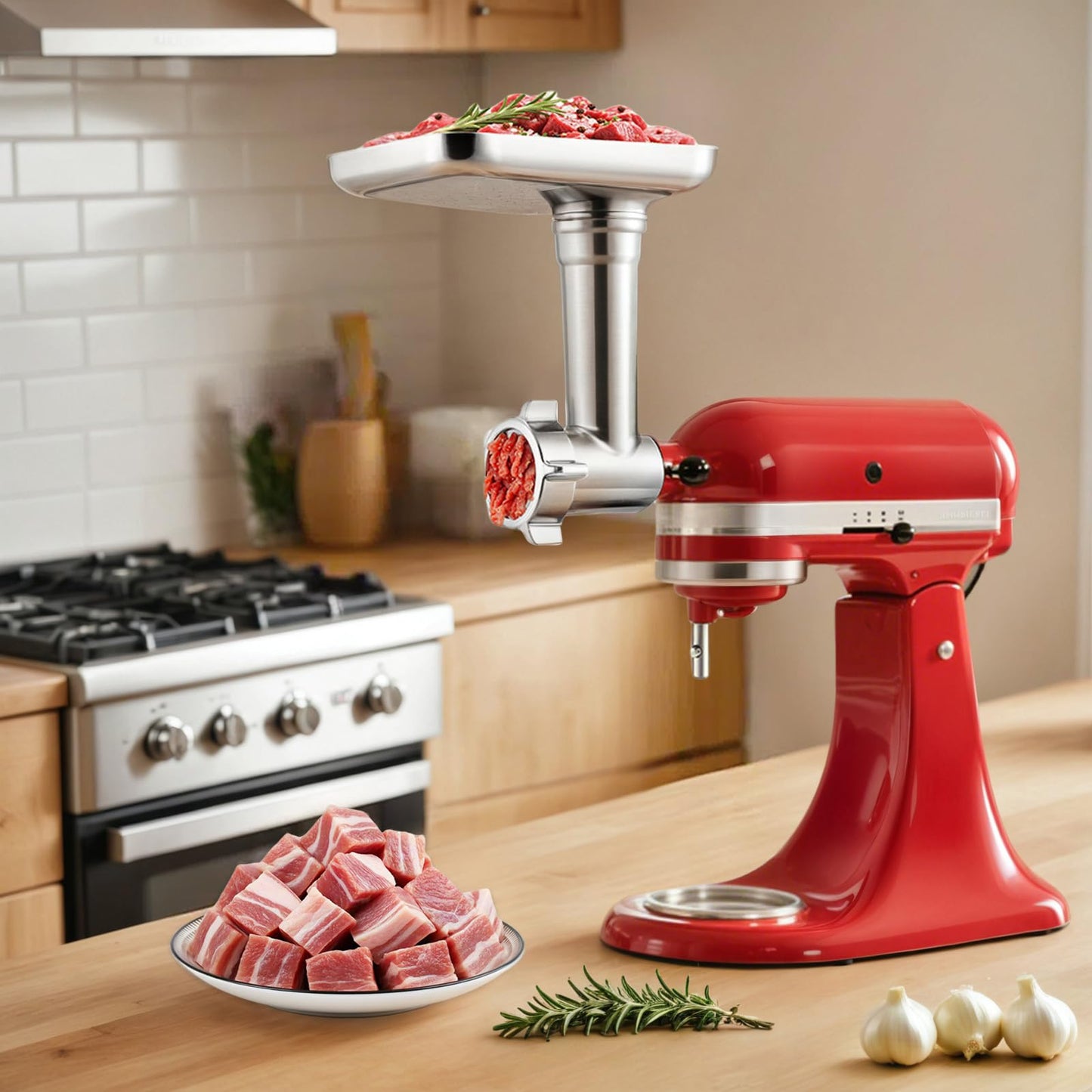 EZATO Meat Grinder Attachments for KitchenAid, Sausage Stuffer, Compatible with KitchenAid Stand Mixer of All Models, Aluminum Alloy, Not Dishwasher Safe