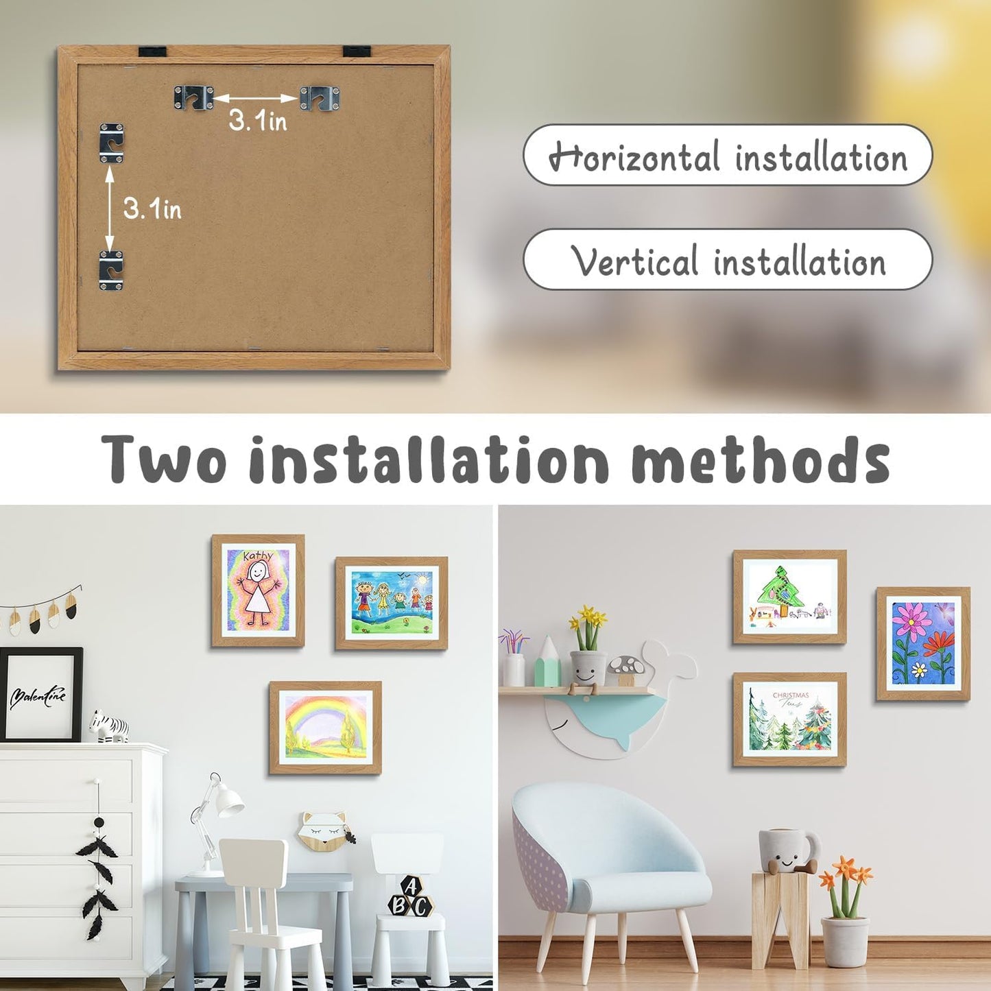Golden State Art, 10x12.5 Kids Art Frames, Front-Opening Picture Frame Great for Kids Drawings, Artworks, Children Art Projects, Schoolwork, Home or Office (Brown Set of 4)