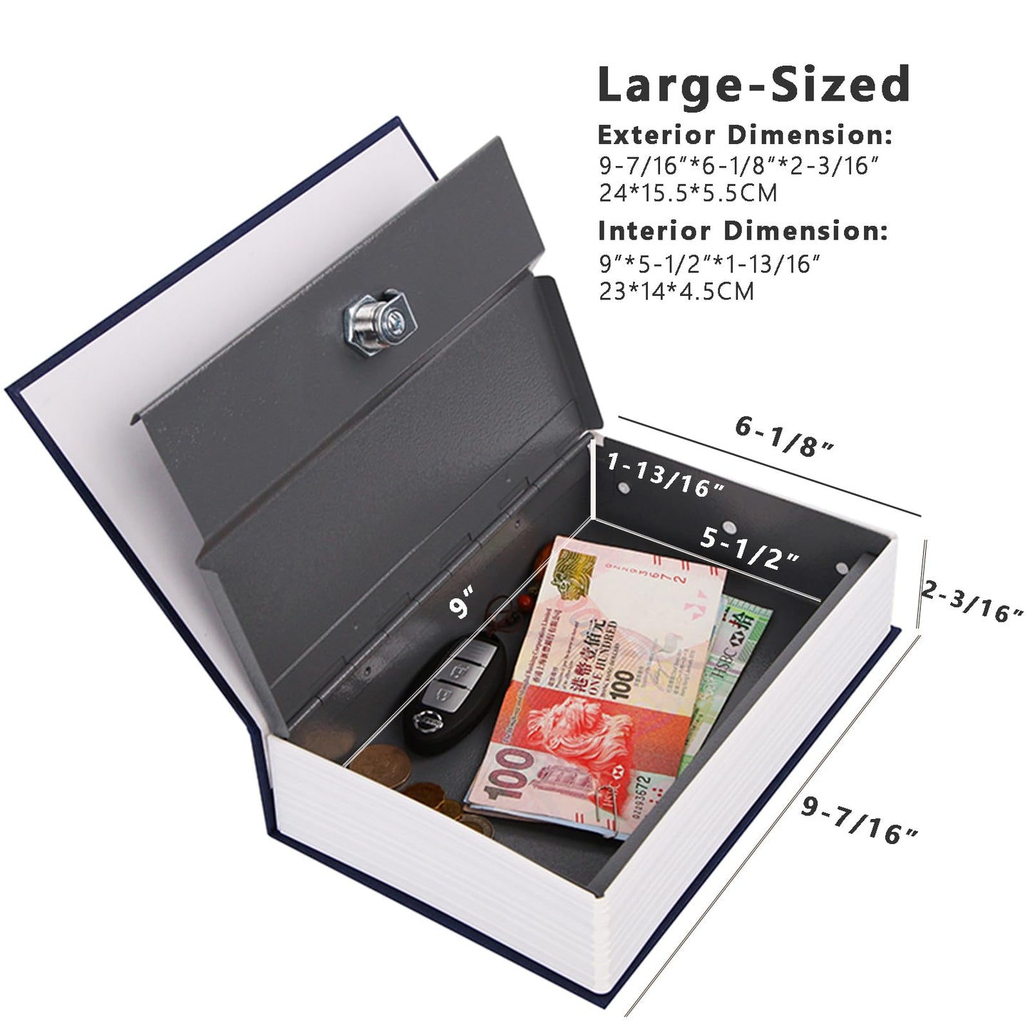 SEPOX® 4 Pcs Set Large Book-Safe Lock-Box: World Renowned Views, Large Hidden Storage with Key-Lock, Perfect Disguised Safe & Gift for Dorm, Home & Office Safe-Book
