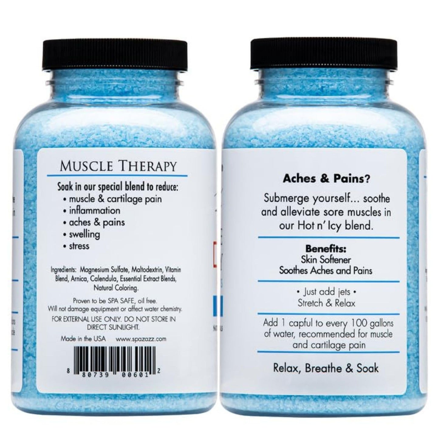 Spazazz Aromatherapy Spa and Bath Salts Crystals RX Therapy Collection 2 Pack Bundle- One 19 Oz Jar Each Spazazz Muscle Therapy and Joint Therapy- Dead Sea Bath Salt Crystals
