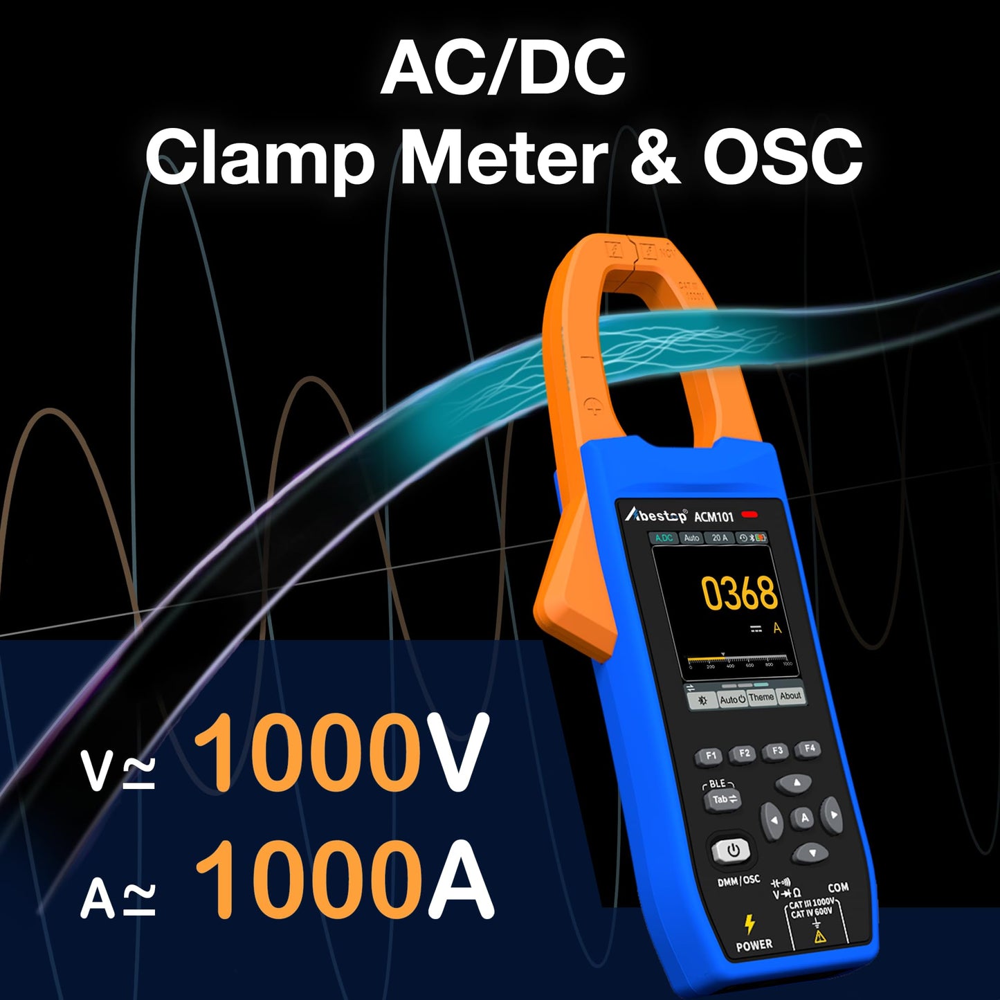 ACM101 Abestop Clamp Meter 1000A Smart 3 in 1 AC/DC Current Clamp with 2.8 inch IPS LCD Display OSC + Record Function