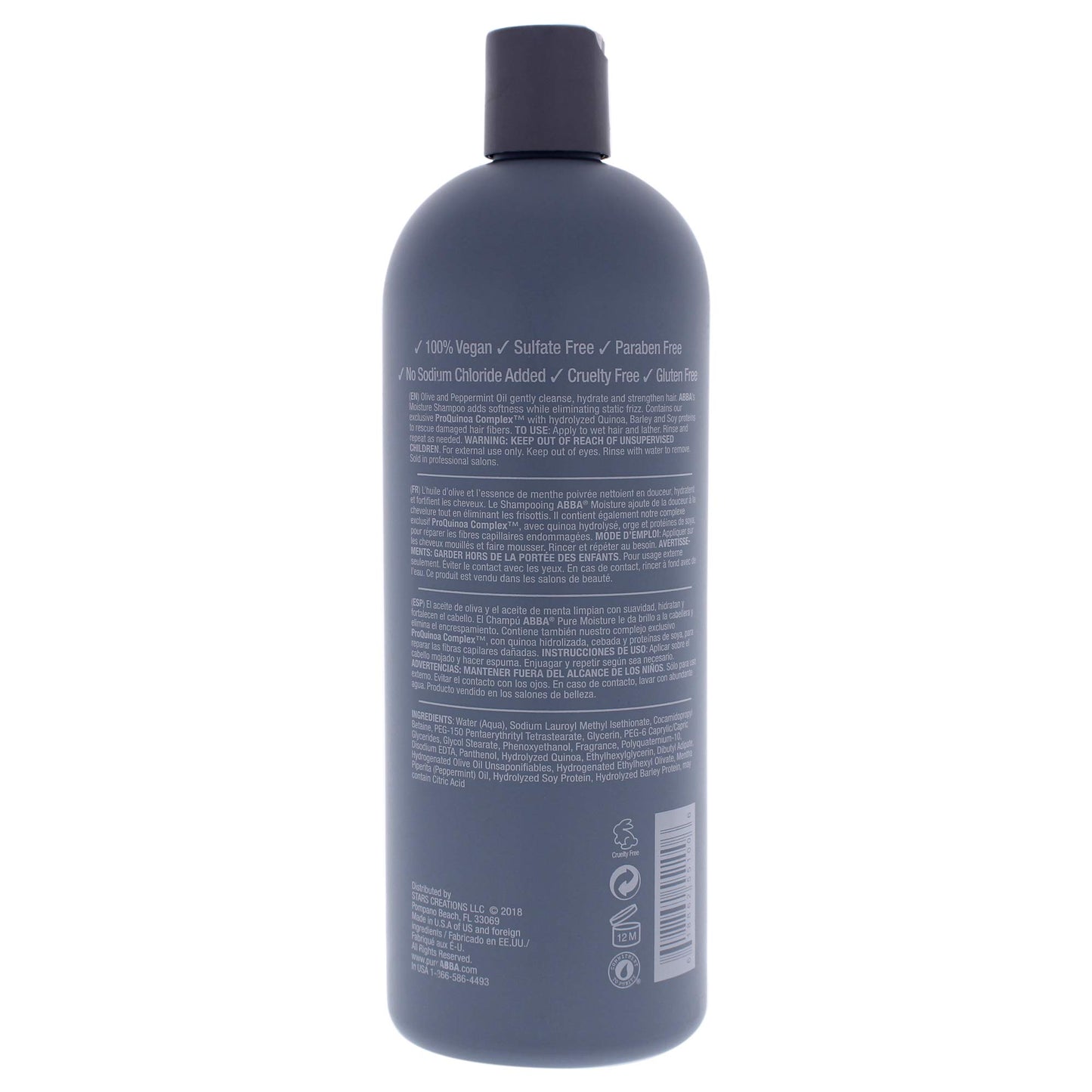 ABBA Moisture Shampoo, Olive & Peppermint Oil, 32 Fl Oz (Pack of 1)