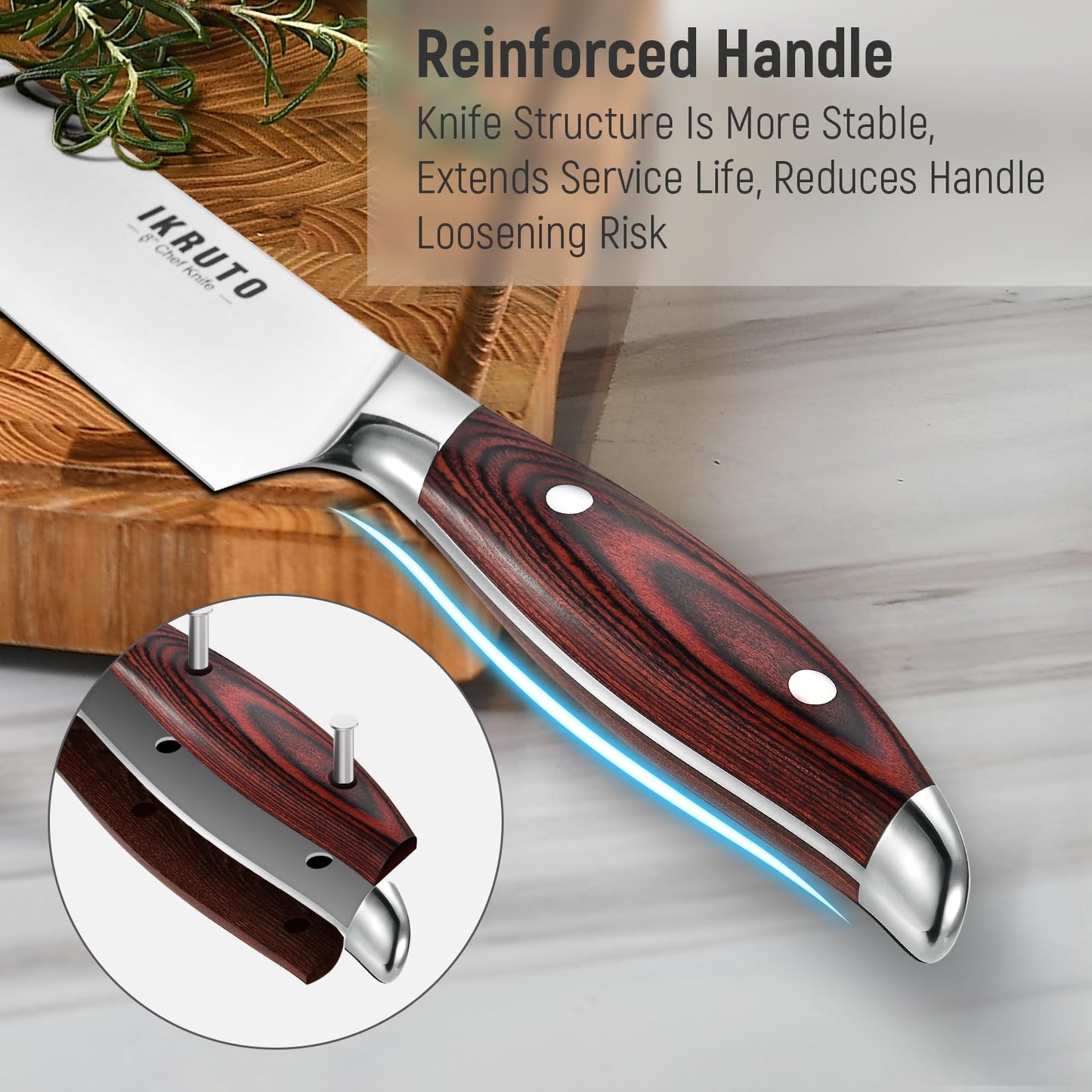 3-Piece Kitchen Knife Set – Includes Ultra-Sharp Chef Knife, High Carbon Stainless Steel Blades with Ergonomic Pakkawood Handles, Professional Knives Set for Kitchen, Elegant Gift Box