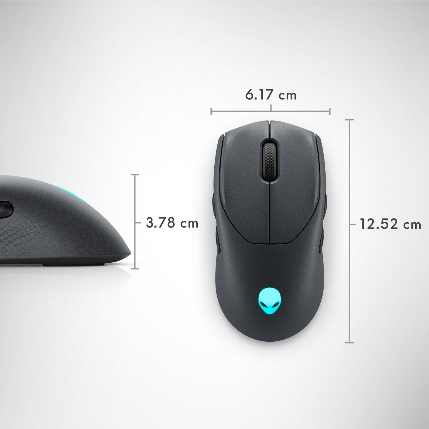Alienware AW720M Tri-Mode Wireless Gaming Mouse - 2.4GHz Wireless, Bluetooth 5.1, 26,000 DPI, 8-Fully Programmable Buttons, Magnetic Snap Charging Adapter USB-A to USB-C Cable - Dark Side of The Moon