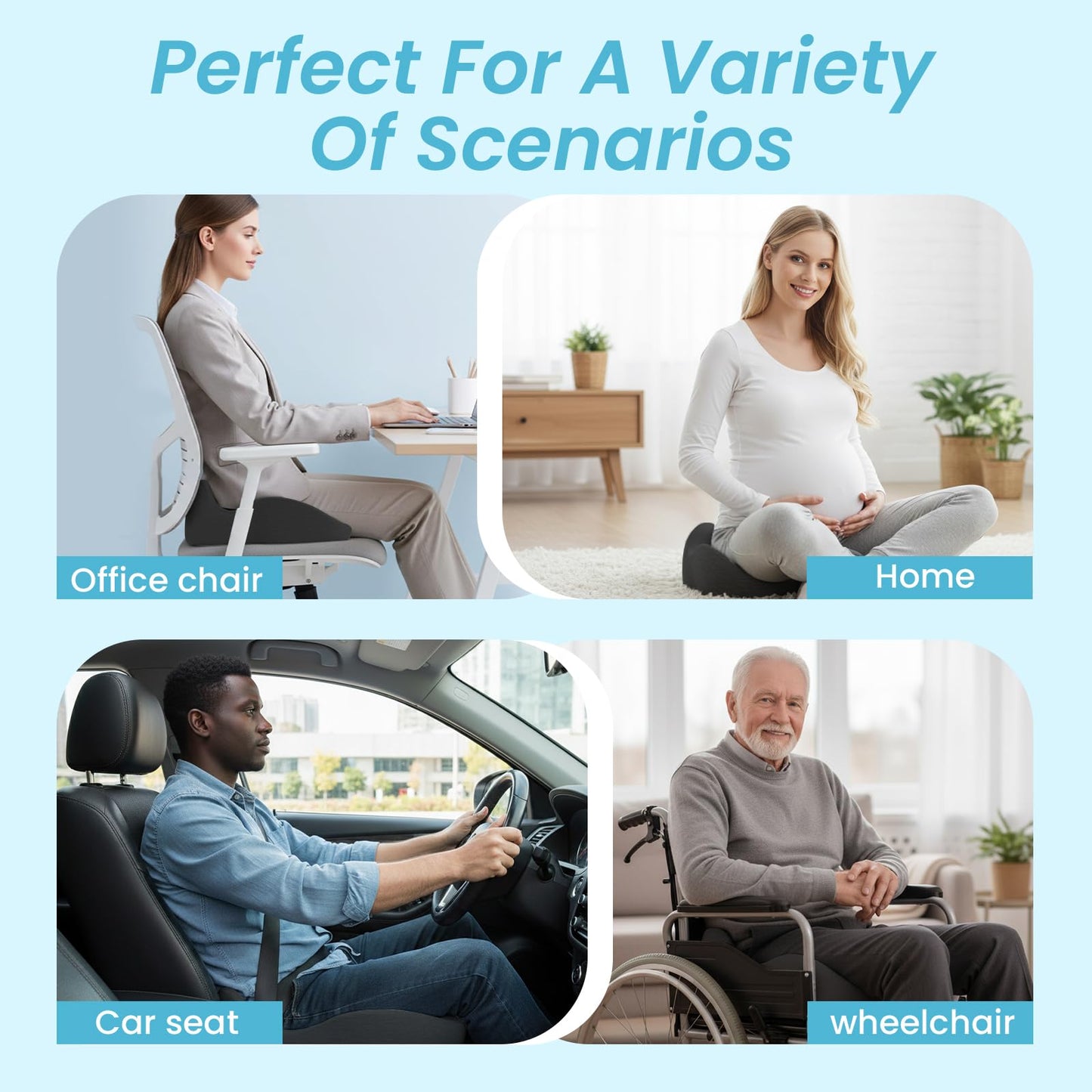 OVRST Seat Cushion,Ergonomic Chair Cushions for Sit Bone Tailbone Pain Relief,Sciatica & Back Support,Memory Foam Butt Pillow for Office,Car,Home,Gaming,Wheelchair