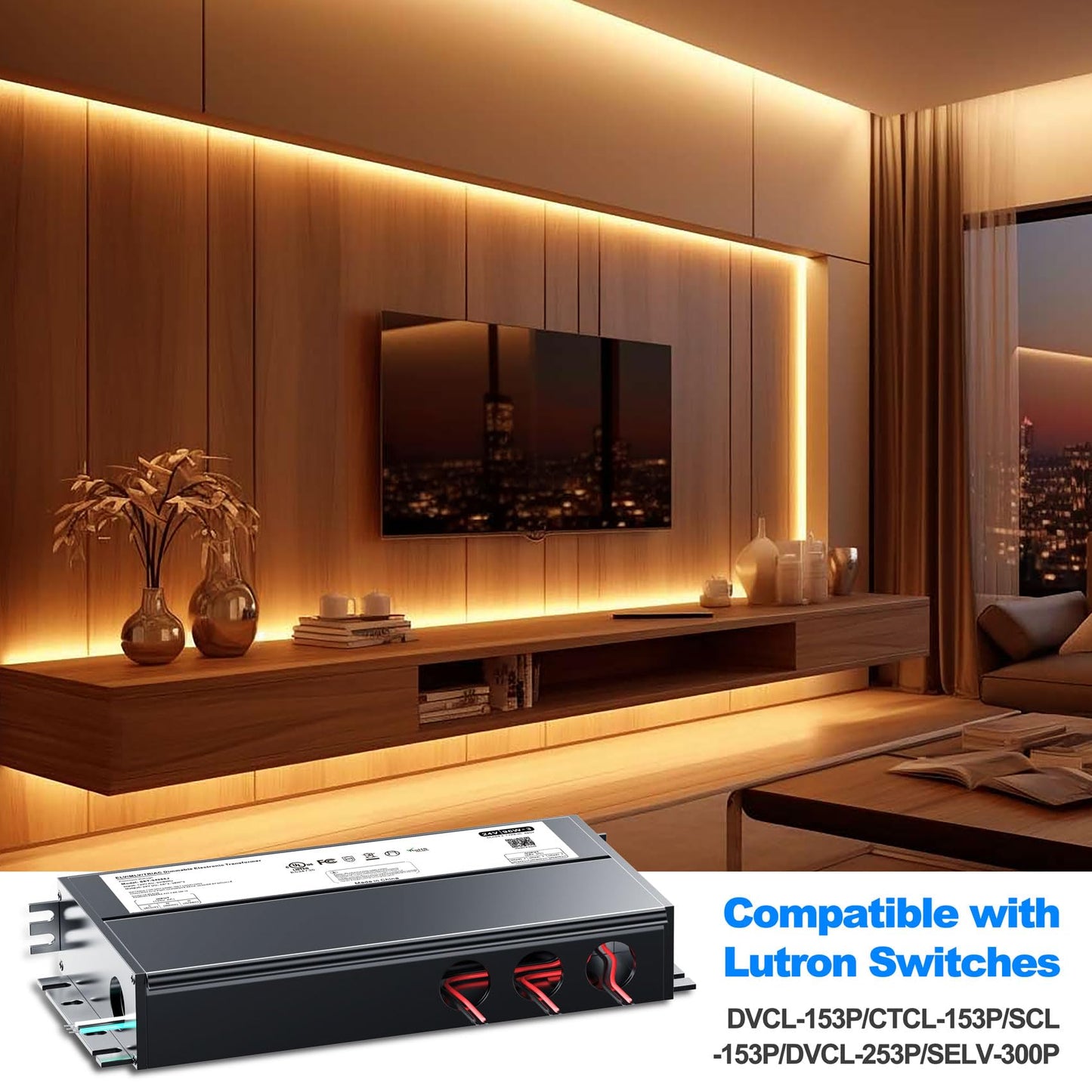24V DC Dimmable LED Driver 192W, Triac/ELV/MLV AC to DC Compatible with Lutron, Power Supply Class2 Transformer for LED Strip Light Dimmable, Waterproof IP 65, UL&FCC-Listed