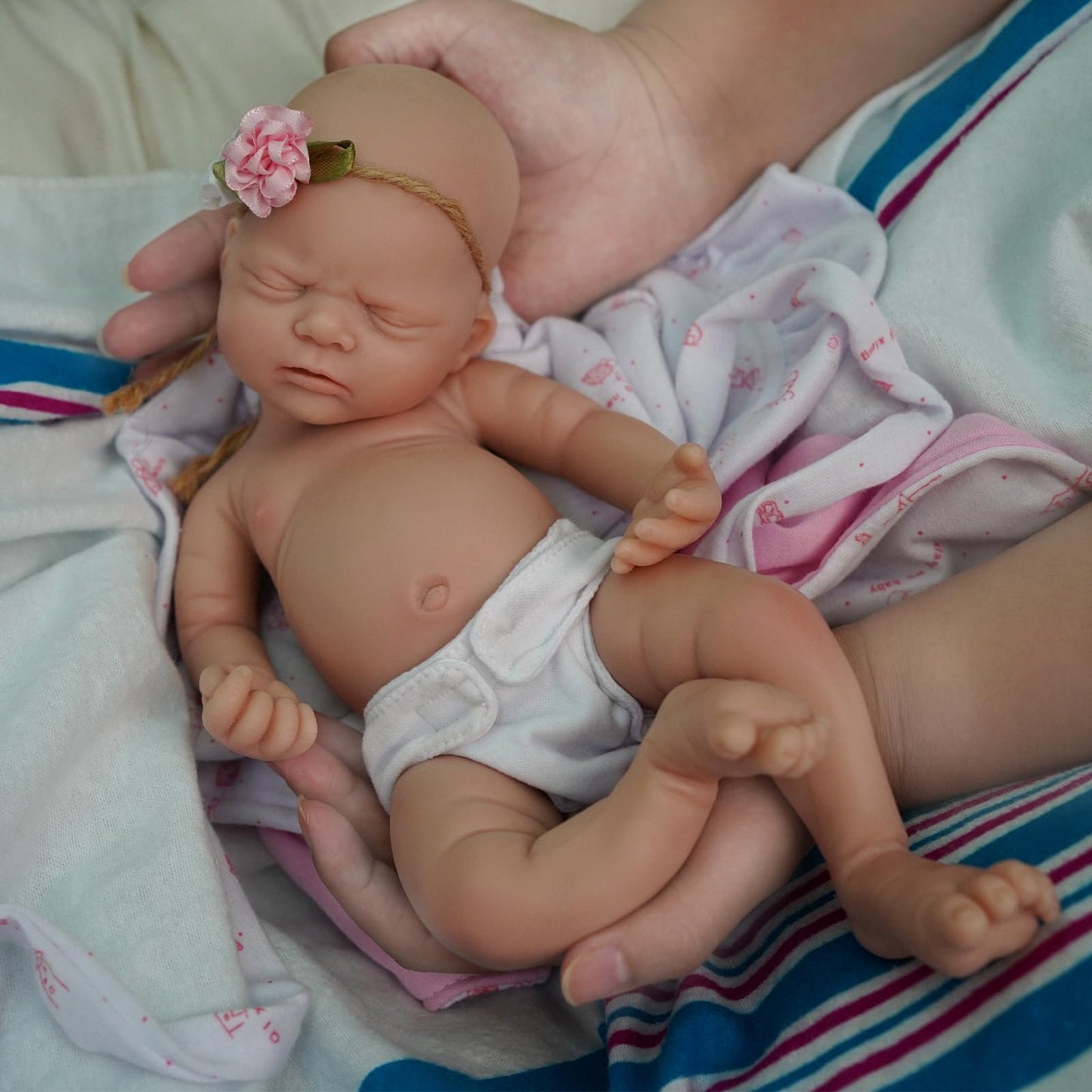 12" Micro Preemie Full Body Silicone Baby Doll Girl,Realistic Soft Silicone Newborn Baby Doll, Real Full Body Silicone Reborn Baby Dolls with Feeding Accessories