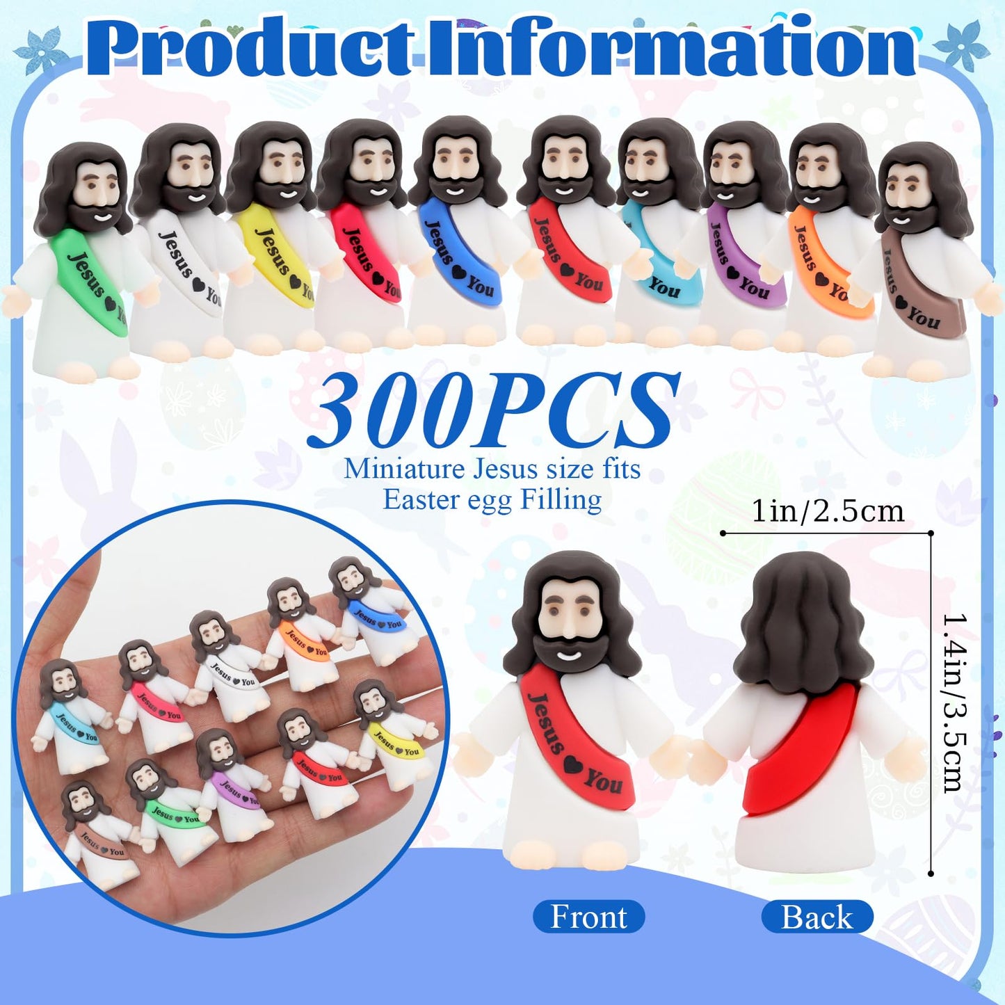 Owurha 300 Pcs Jesus Love You Mini Figures Baby Jesus Figurines in Bulk Tiny Miniature Religious Figures for Hide and Seek, Sunday School, Religious Party Favors, Baptism Gifts, Easter Egg Stuffers