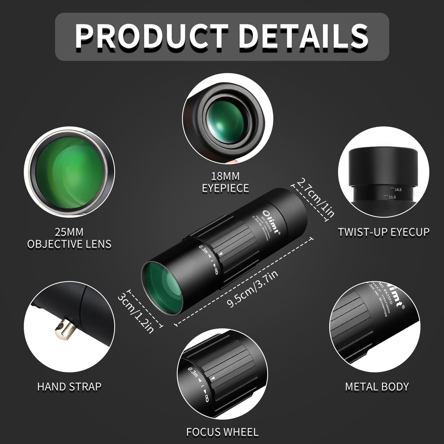 Olimt 8x25 Monocular Telescope Mini Pocket Monocular Compact Monoculars for Adults