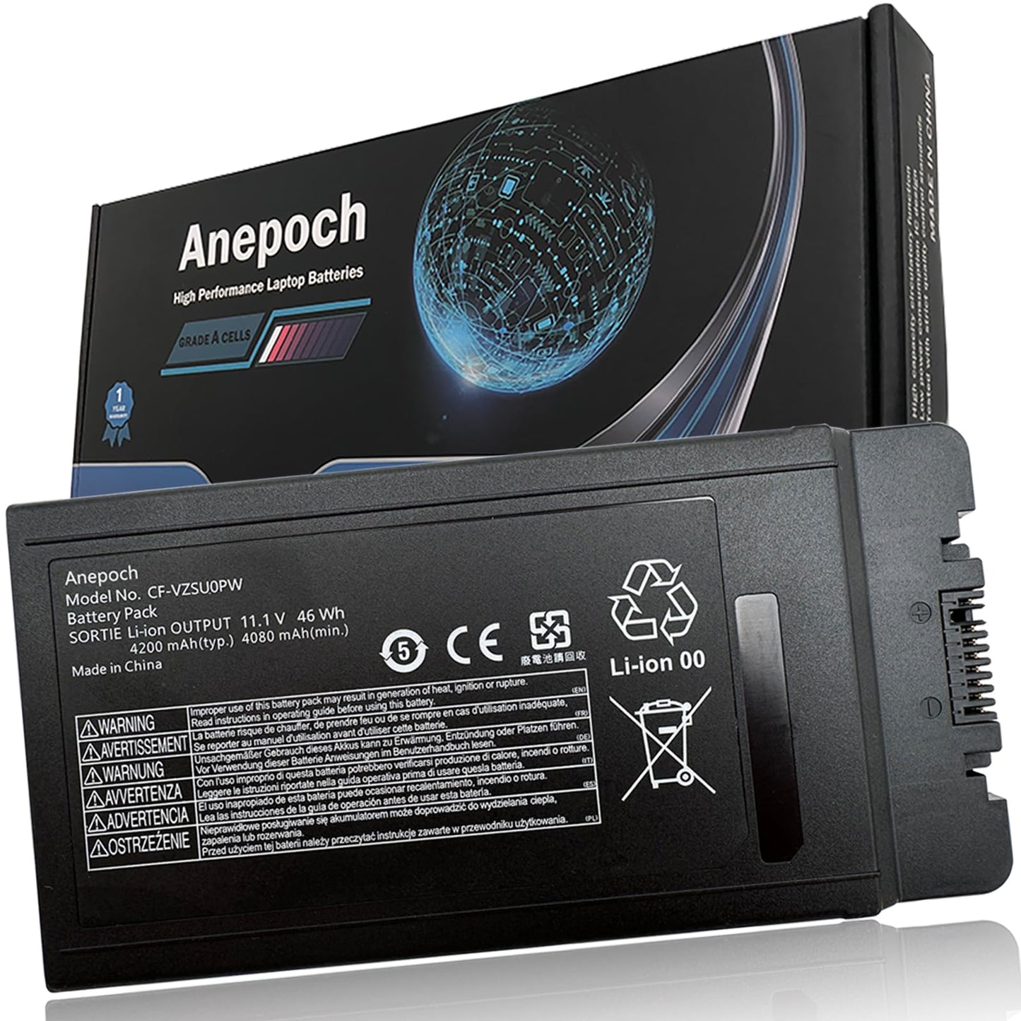 Anepoch CF-VZSU0PW Laptop Battery Replacement for Panasonic TOUGHBOOK CF-54 CF-54F0961NE CF54 Series CF-VZSU0LW CF-VZSU0PR CF-VZSU0GW 11.1V 46Wh 4200mAh