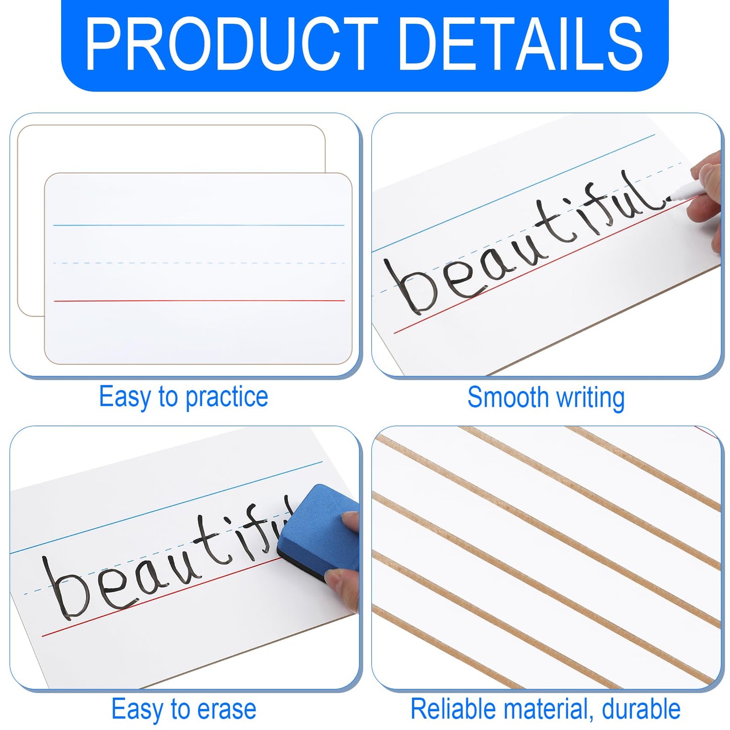 Colarr 24 Sets Mini White Boards 6"x 9" Dry Erase Boards Classroom Pack Includes Two Sided Small Whiteboards Markers, Lapboards Erasers for Teachers Students School