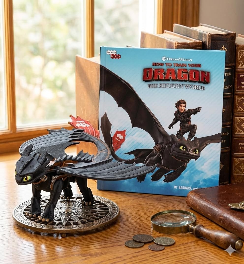 DreamWorks How to Train Your Dragon: Hidden World Toothless Book and 3D Wood Model Figure Kit - Build, Paint and Collect Your Own Wooden Toy Model - for Kids and Adults, 8+ - 7"