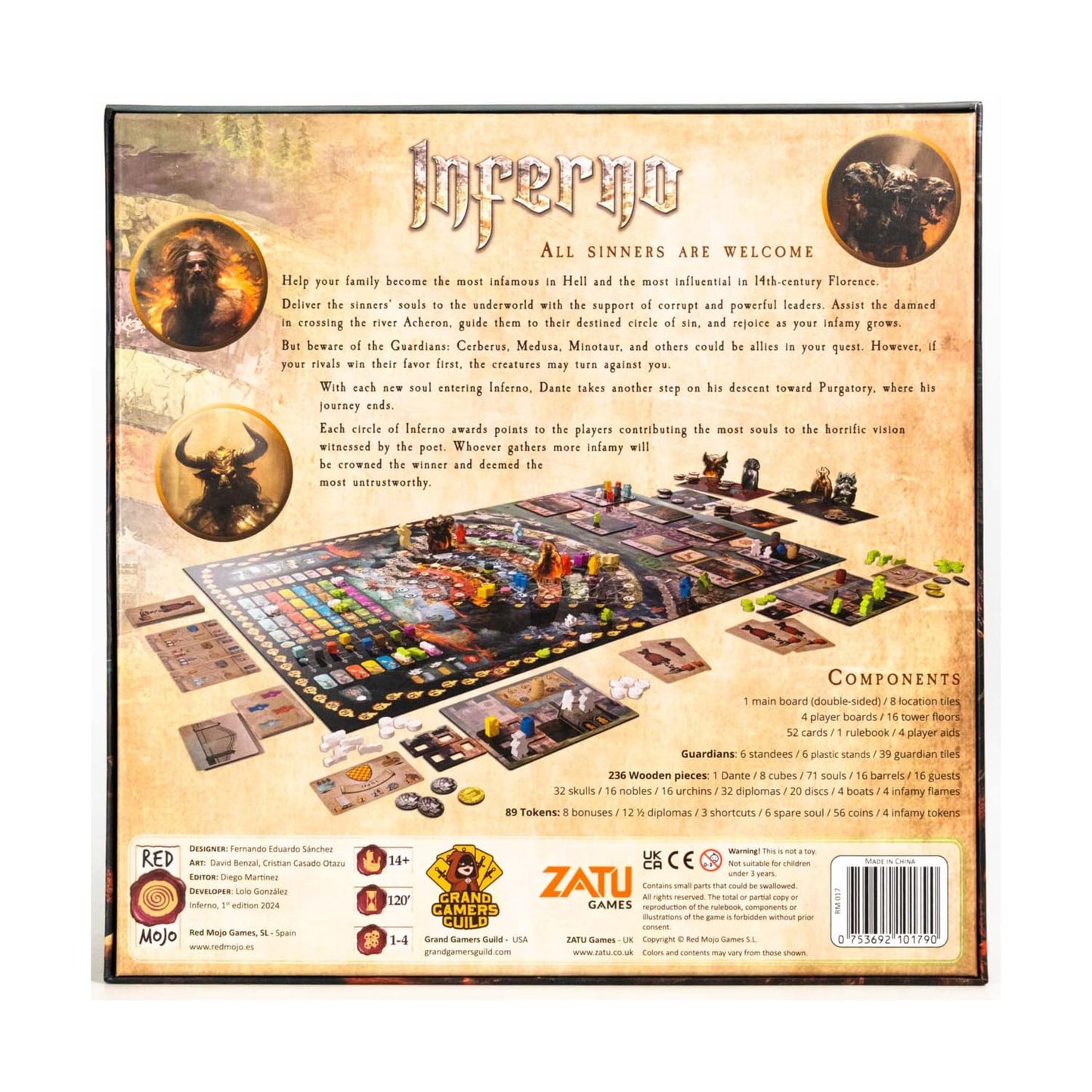 Grand Gamers Guild, Inferno - Worker Placement Strategy Game, for 1 to 4 Players, Ages 14+