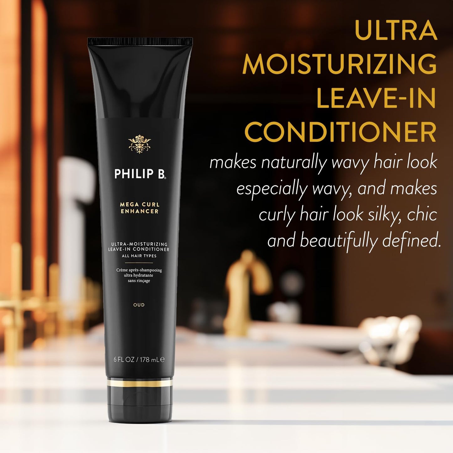 PHILIP B Mega Curl Enhancer, 6 fl. oz. (178 ml) - Ultra-Moisturizing Leave-in Conditioner, Repairs Dry Strands, Tames Frizz