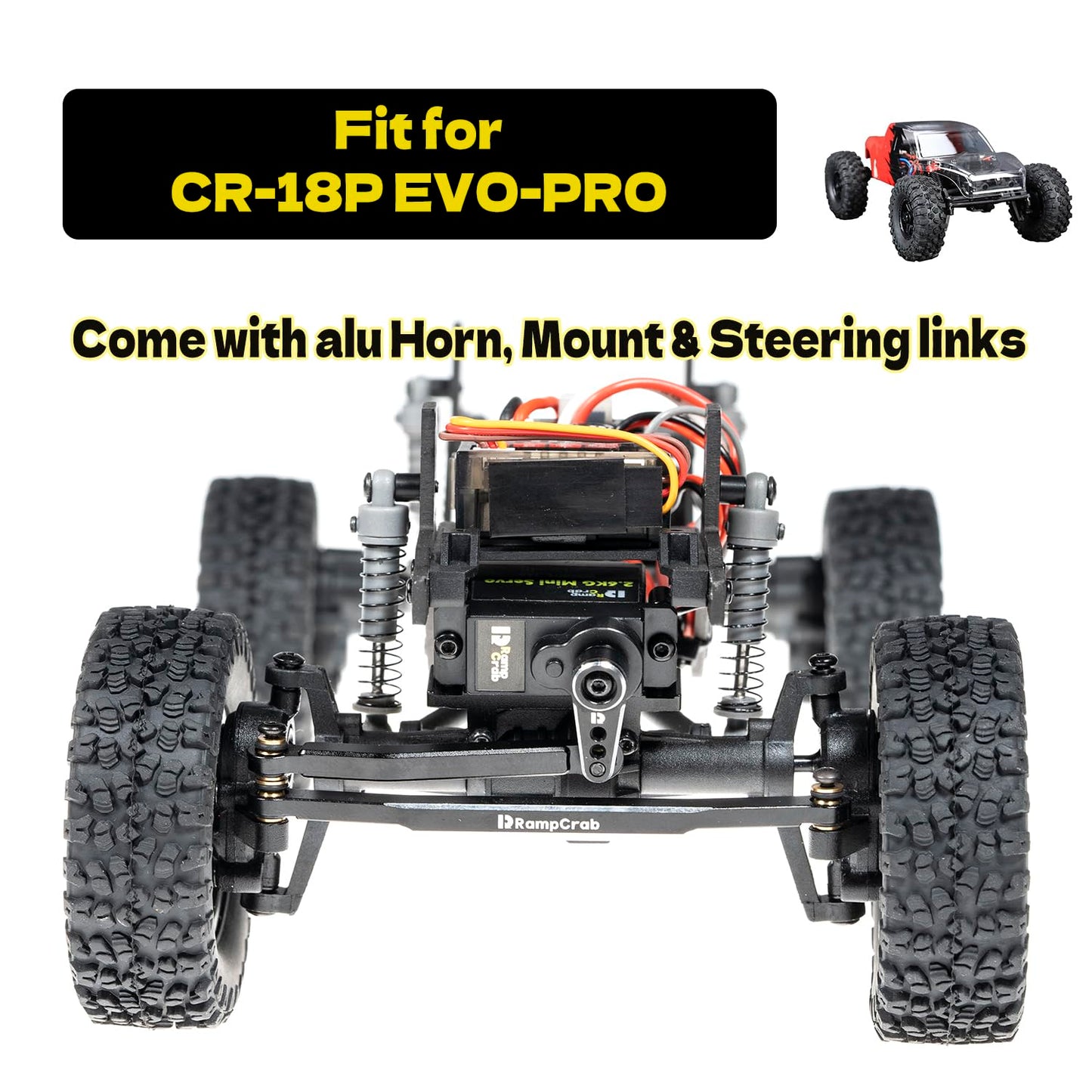 RampCrab micro 2.6KG Servo with Steering links, Servo Mount Bracket and Servo horn for CR18P