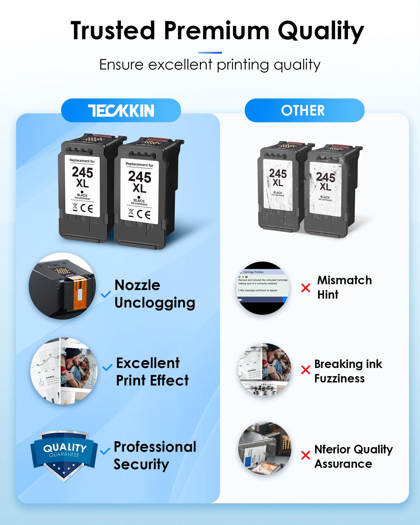 245XL Black Ink Cartridge High Capacity for Canon 245XL Black Ink PG-245 XL Compatible to Canon Pixma MX490 MX492 MG2522 MG3022 MG2520 TS3100 TS3122 TS3300 TS3322 TR4522 Printer (2 Black Pack)