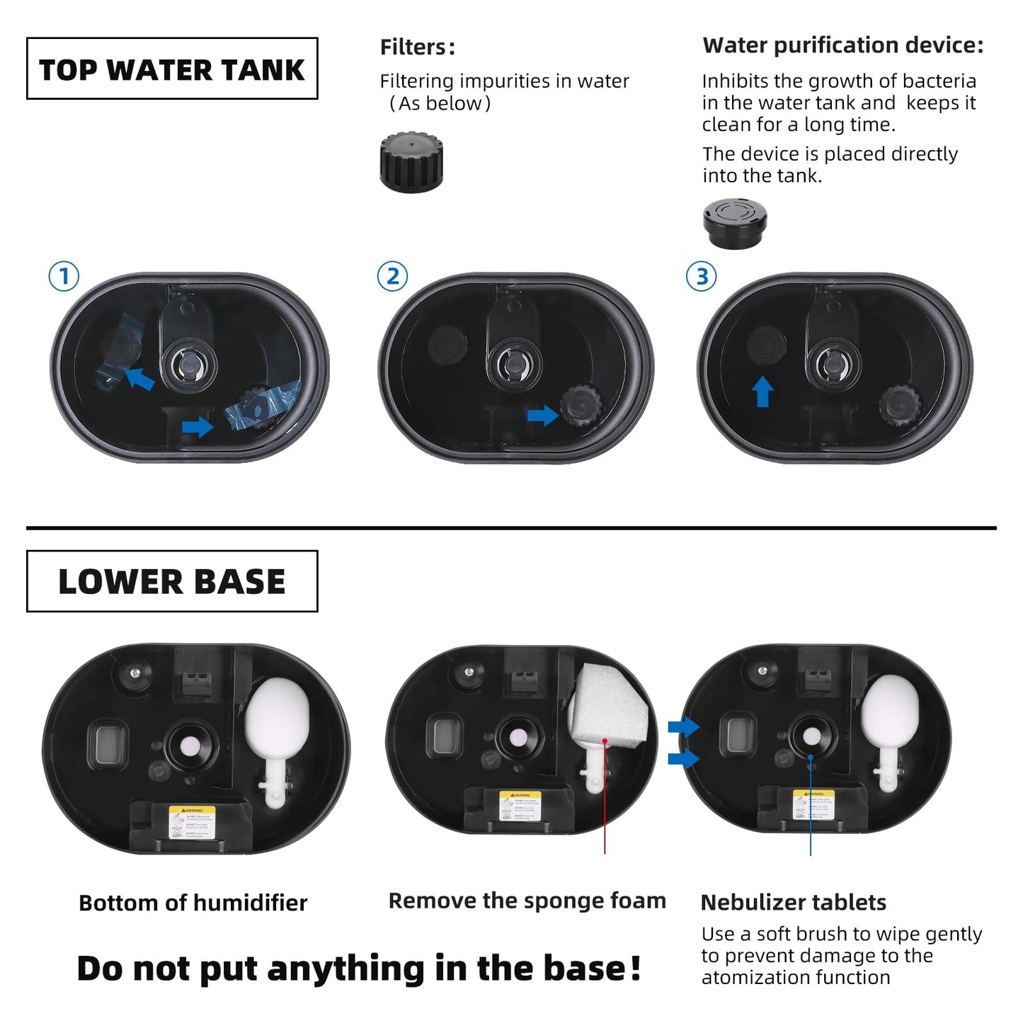 6L Humidifiers for Bedroom Large Room Home, Cool and Warm Humidifier for Plants Mist Top Fill Desk Humidifier Essential Oil Diffuser, Quiet Humidifiers with Adjustable Mist,360°Nozzle-Black