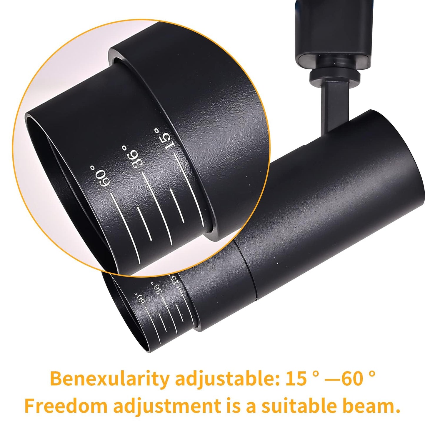 Ajbvp 5Color LED Track Lighting Heads 12W Dimmable,Zoomable Beam15°/24°/36°/45°/60°,2700K/3000K/3500K/4000K/5000K,Single Circuit H Track Lighting Heads Ceiling Fixtures Art Lighting(6 Pack-Black)