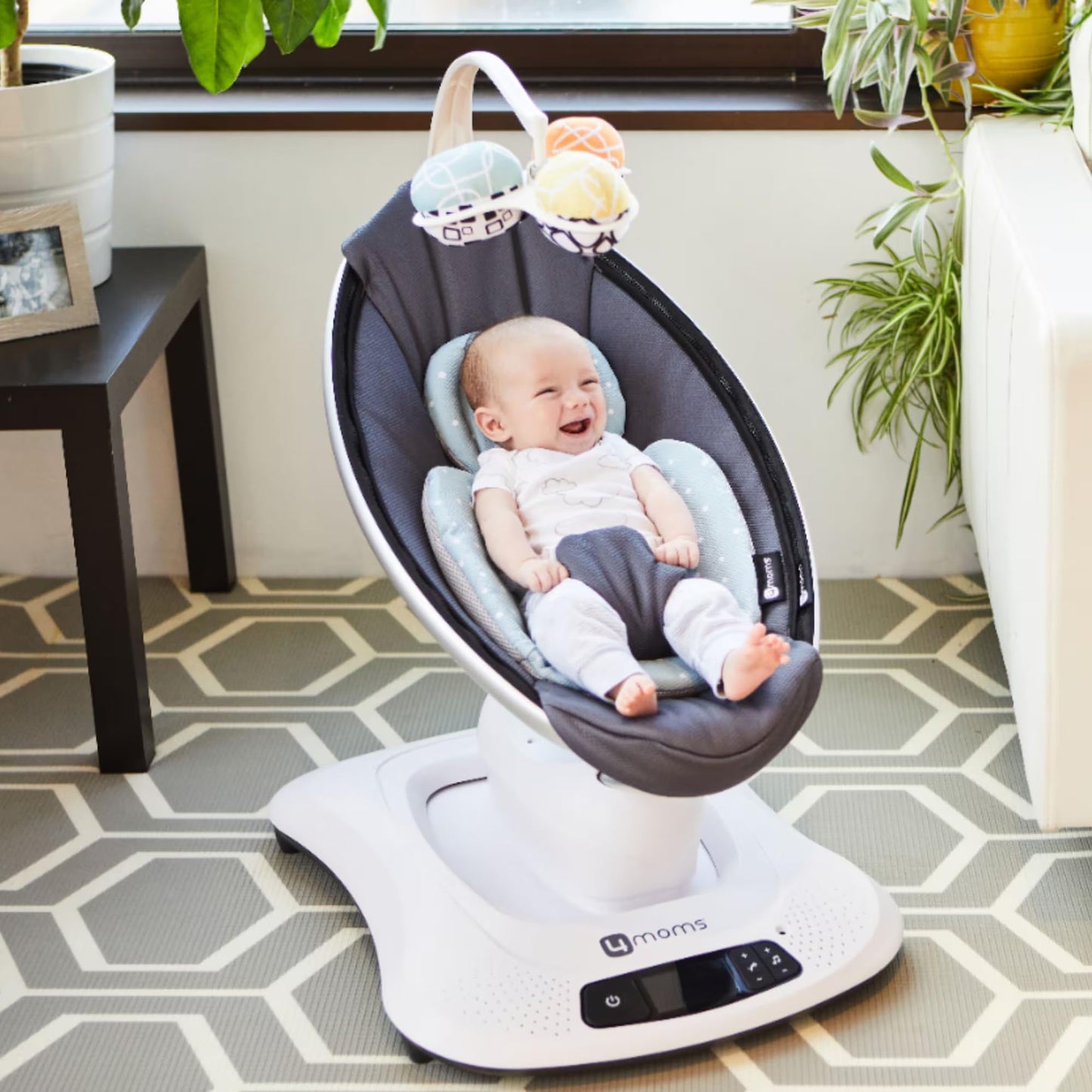 4moms RockaRoo and MamaRoo Infant Insert, Machine Washable, Soft, Plush Fabric, Reversible Design, Dark Grey